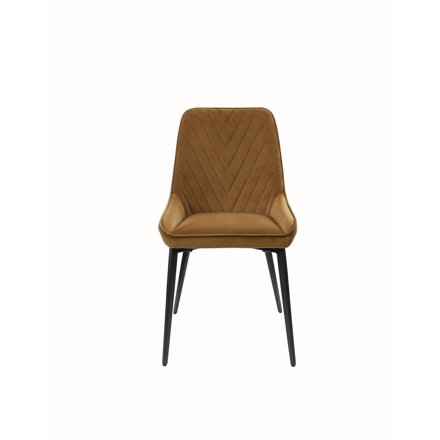 Modus Lucia Upholstered Dining Chair in Cognac Velvet and Black Metal