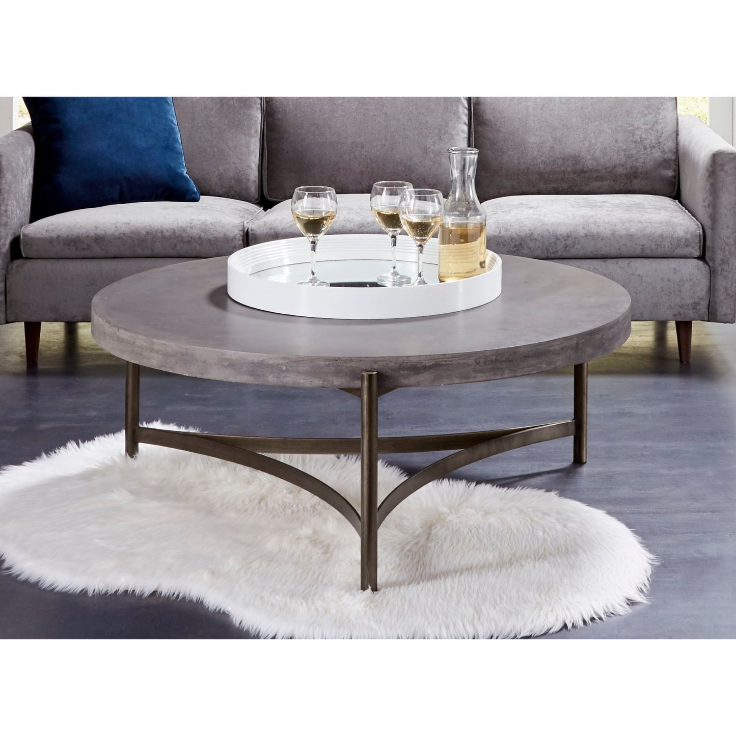 Modus Modus Lyon Round Natural Concrete and Metal Coffee Table