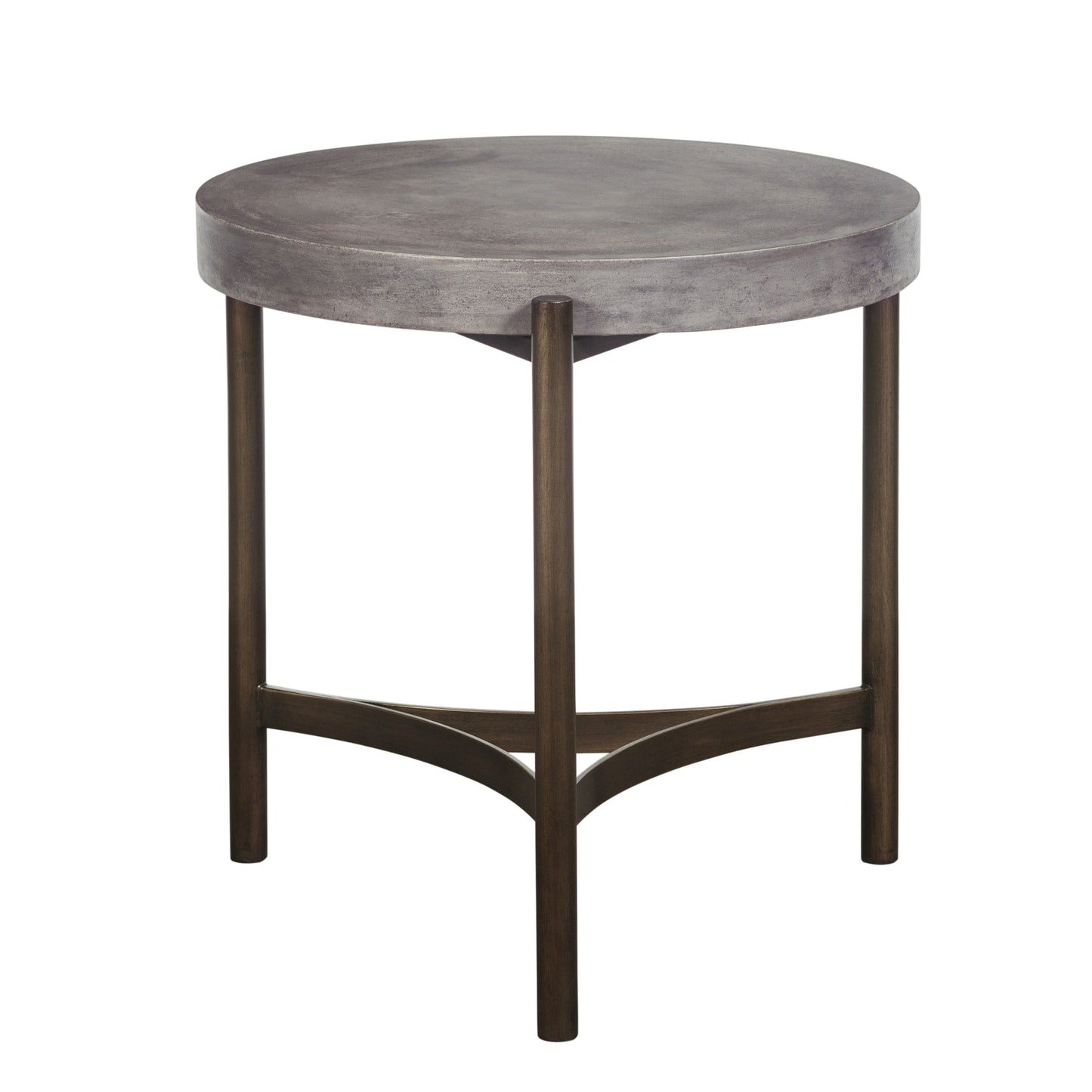 Modus Lyon Round Natural Concrete and Metal Side Table