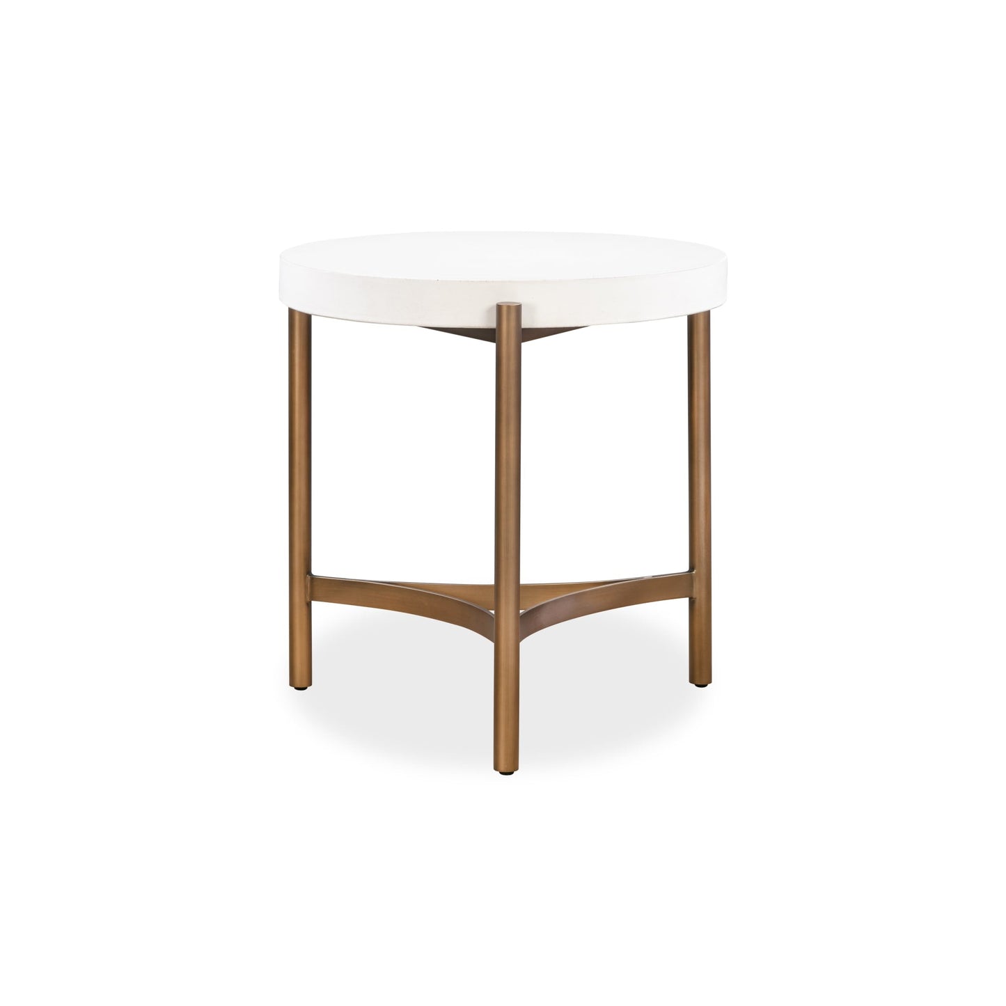 Modus Lyon Round White Concrete and Metal Side Table