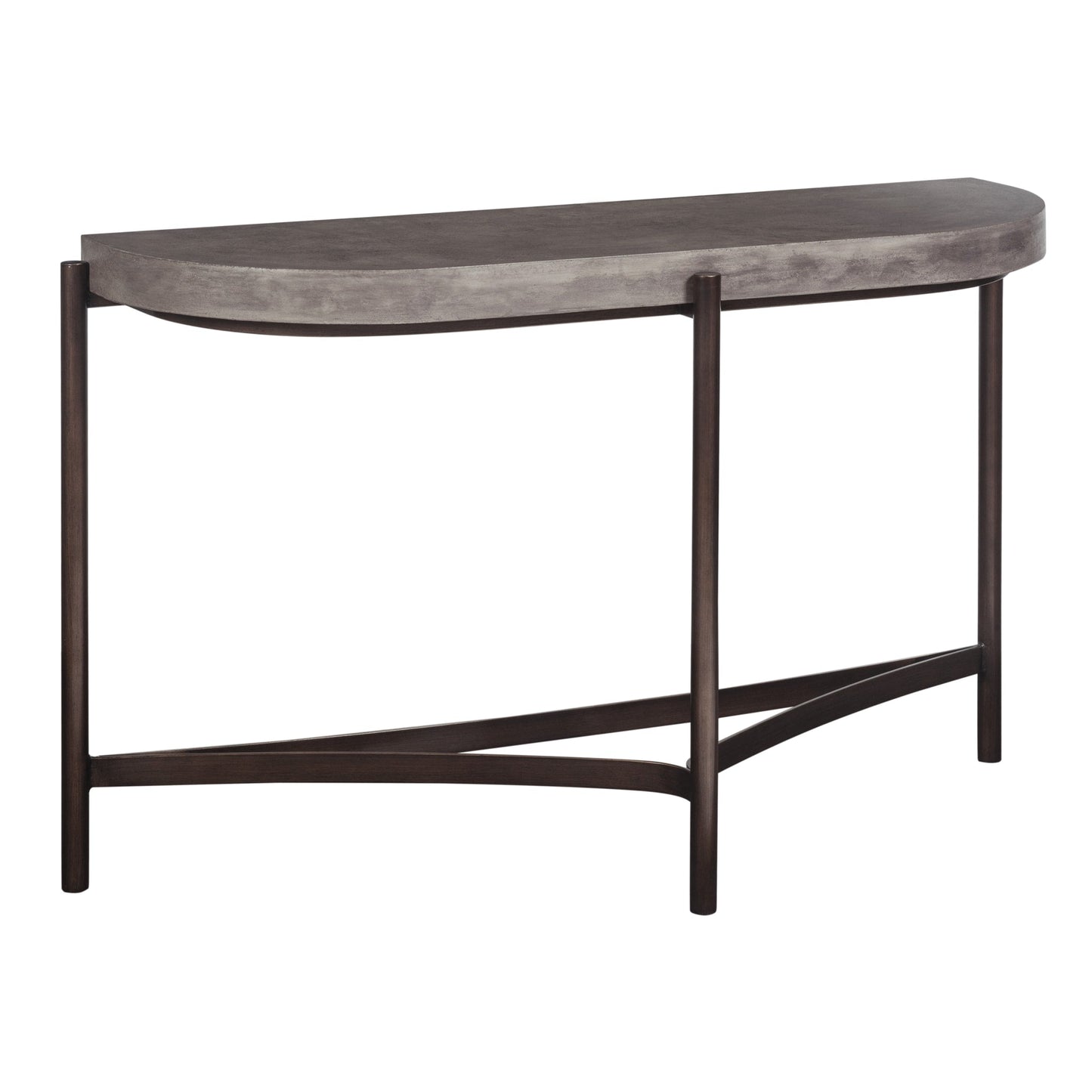 Modus Lyon Semi-circular Natural Concrete and Metal Console Table