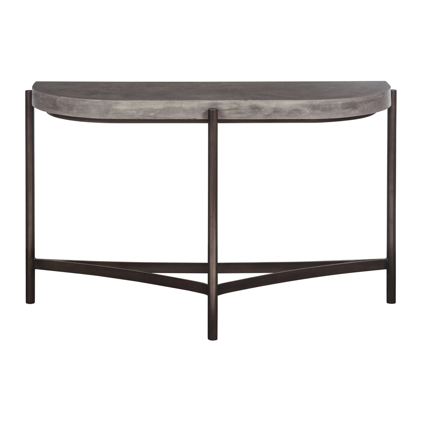 Modus Lyon Semi-circular Natural Concrete and Metal Console Table
