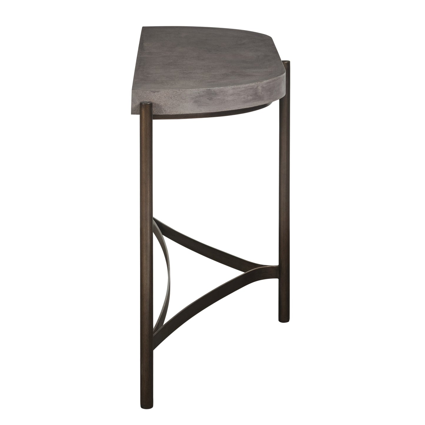 Modus Lyon Semi-circular Natural Concrete and Metal Console Table
