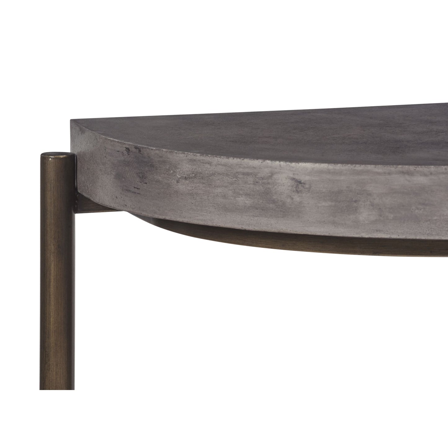 Modus Lyon Semi-circular Natural Concrete and Metal Console Table