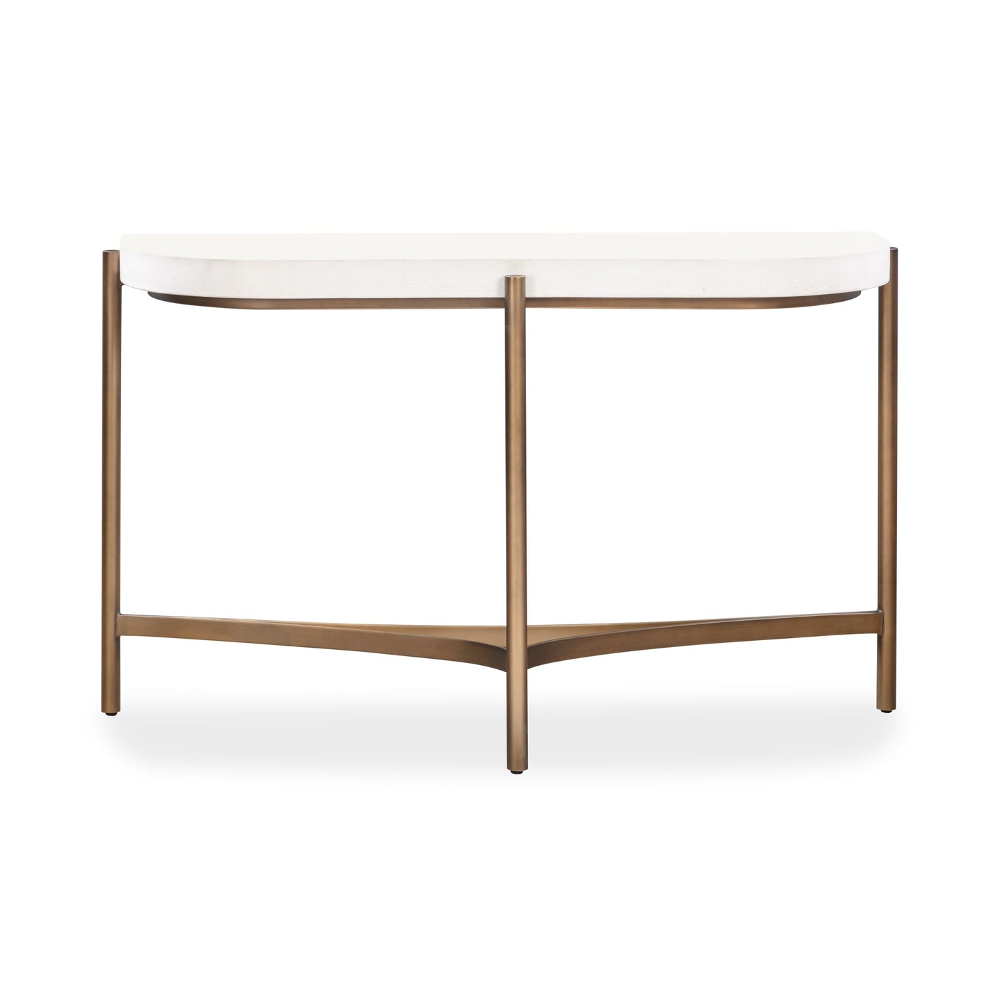 Modus Lyon Semi-circular White Concrete and Metal Console Table