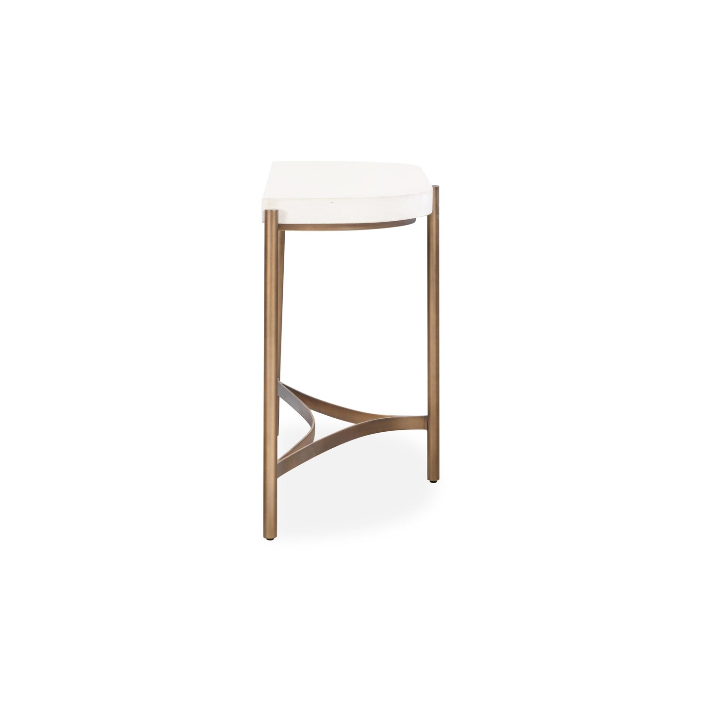 Modus Lyon Semi-circular White Concrete and Metal Console Table