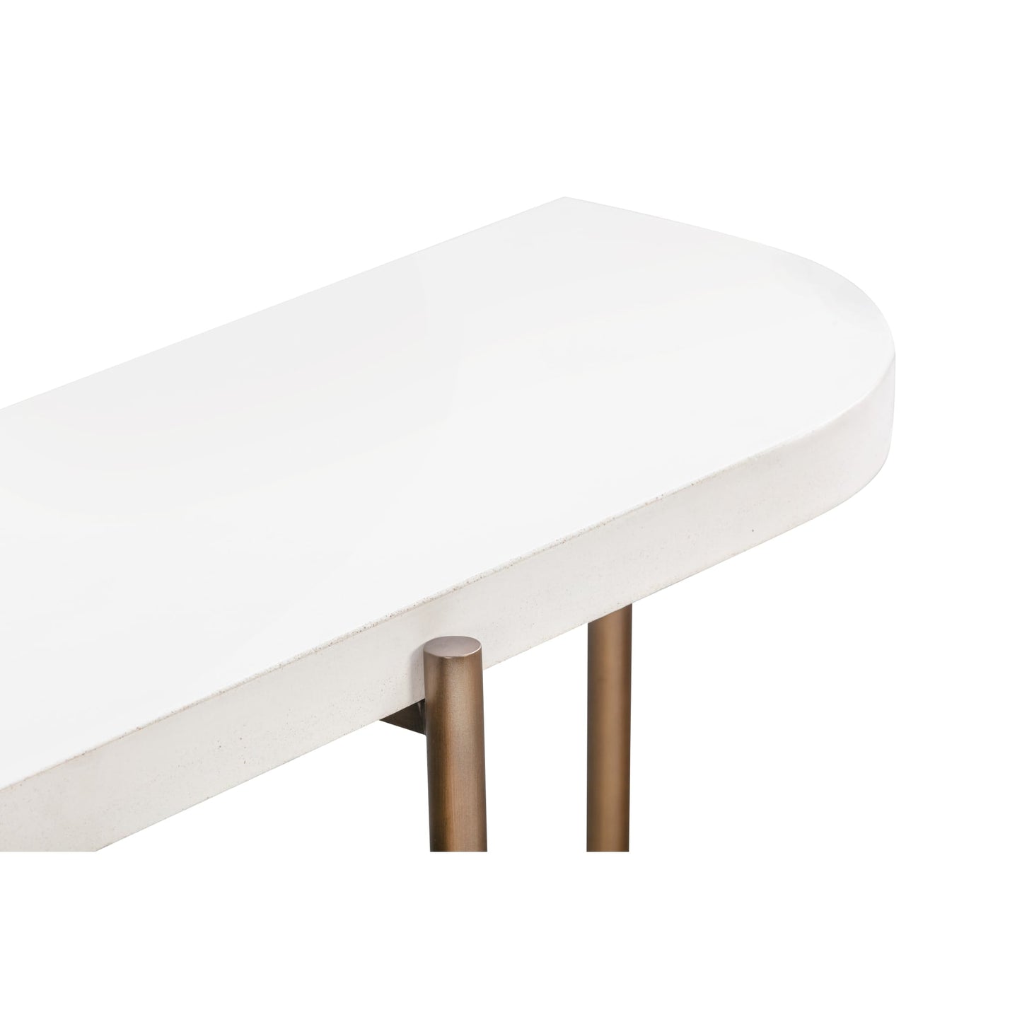 Modus Lyon Semi-circular White Concrete and Metal Console Table
