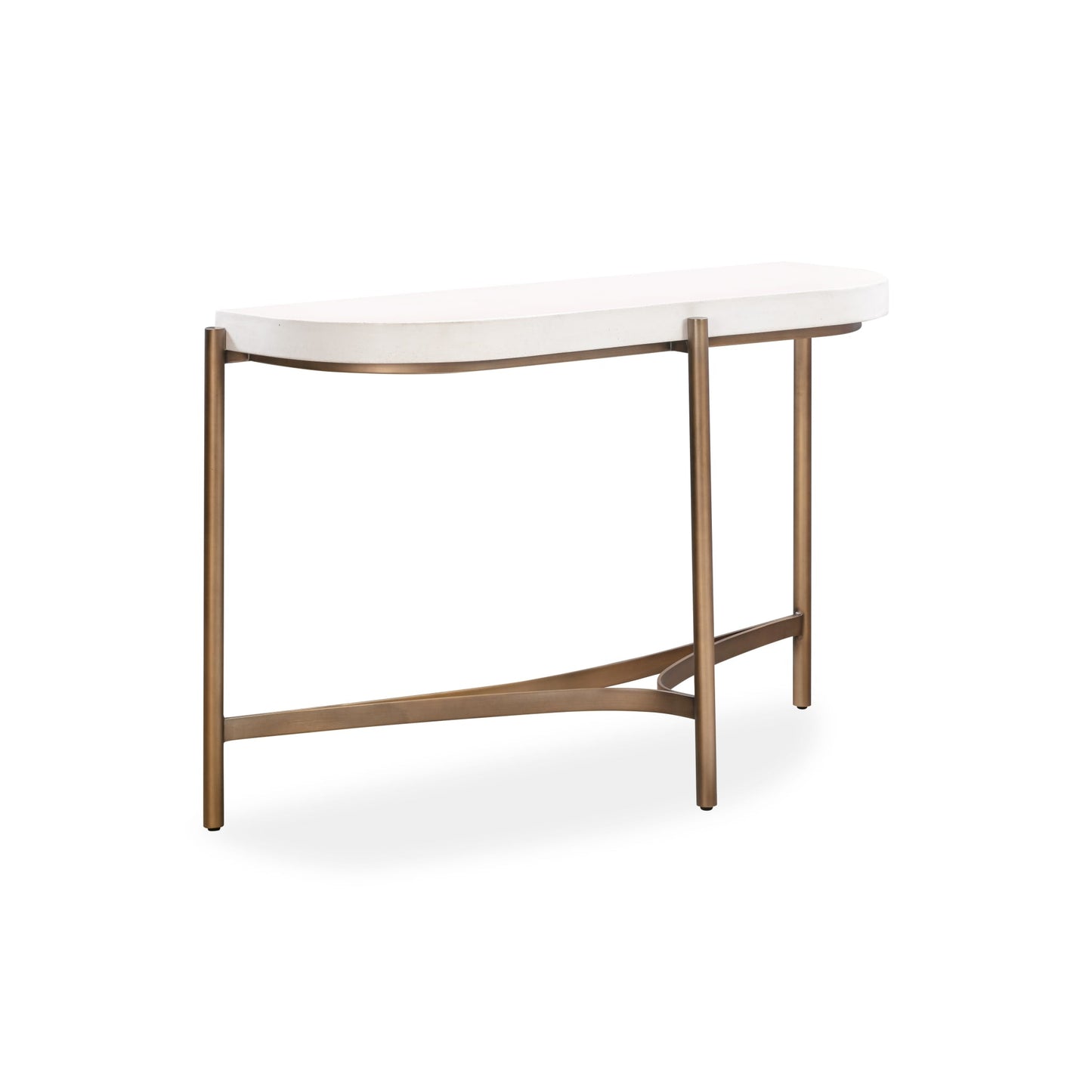 Modus Lyon Semi-circular White Concrete and Metal Console Table