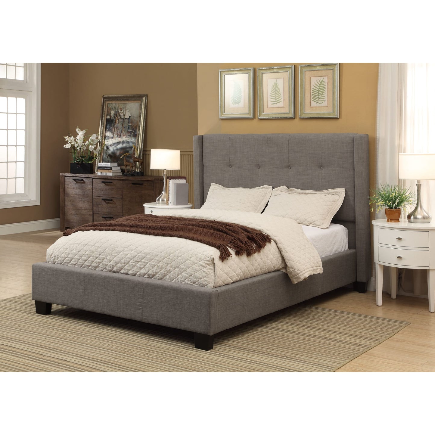 Modus Madeleine Wingback Upholstered Platform Bed