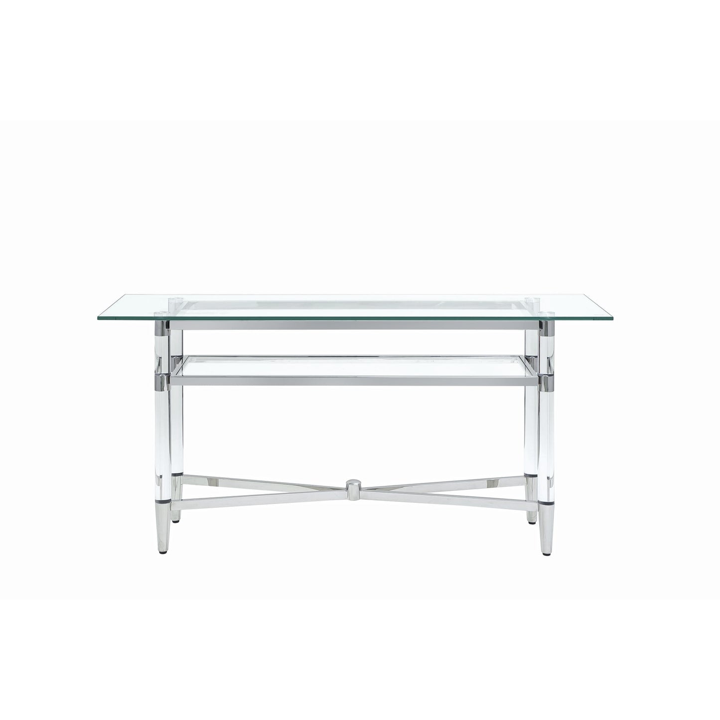Modus Marilyn Glass Top Dining Server in Polished Stainless Steel and Clear Acrylic