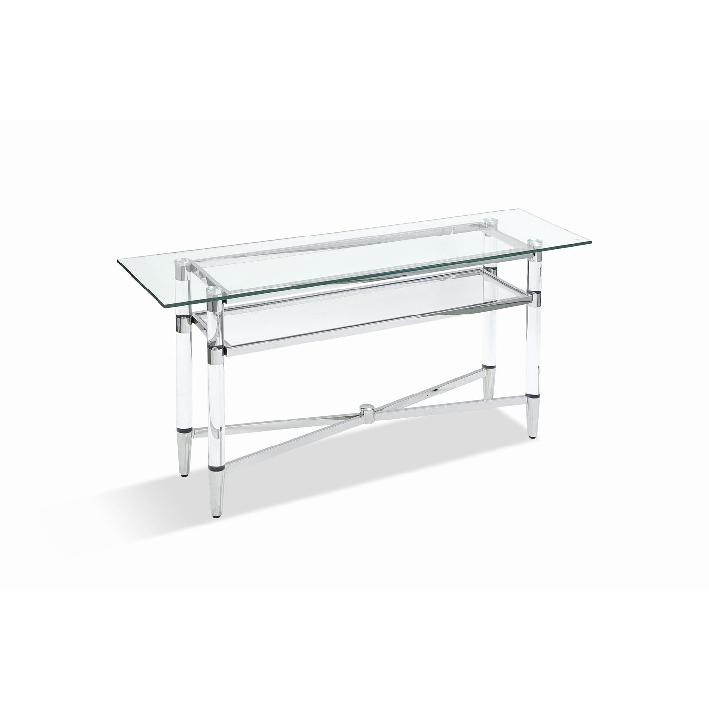 Modus Marilyn Glass Top Dining Server in Polished Stainless Steel and Clear Acrylic
