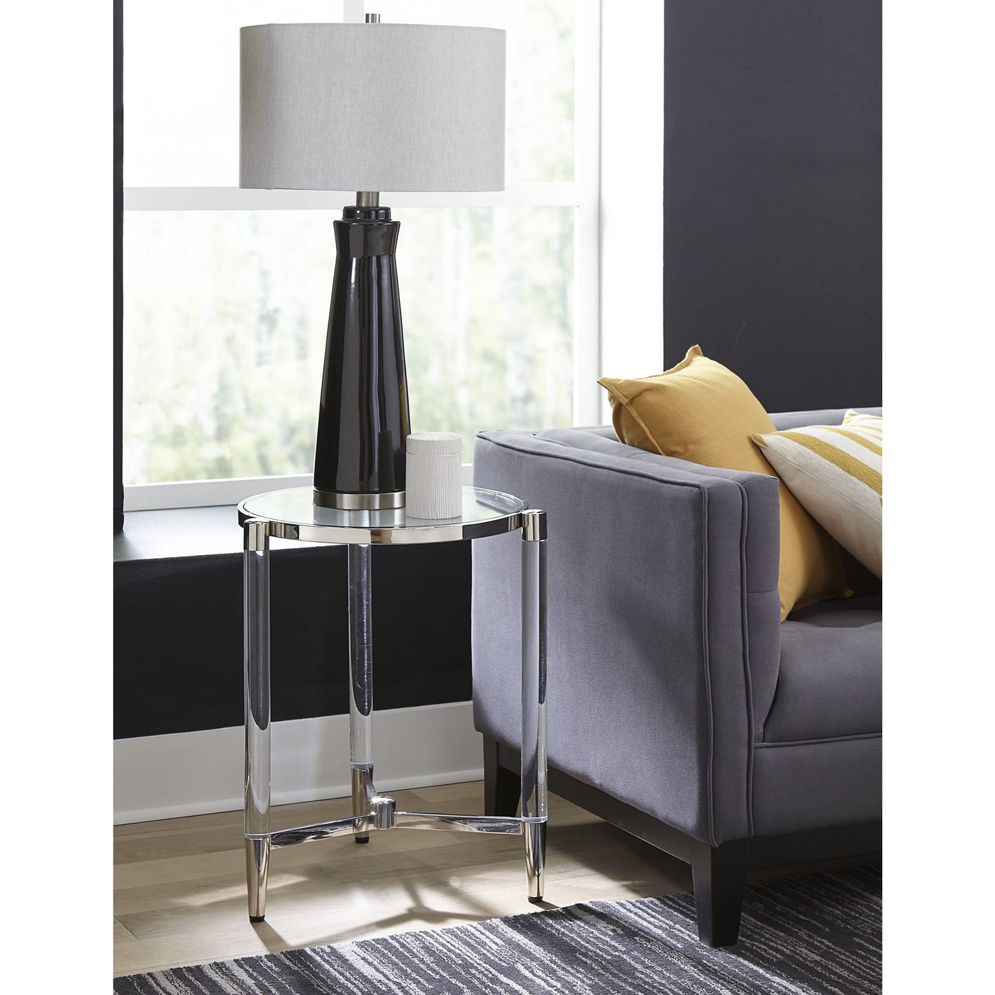 Modus Marilyn Glass Top and Steel Base Round End Table