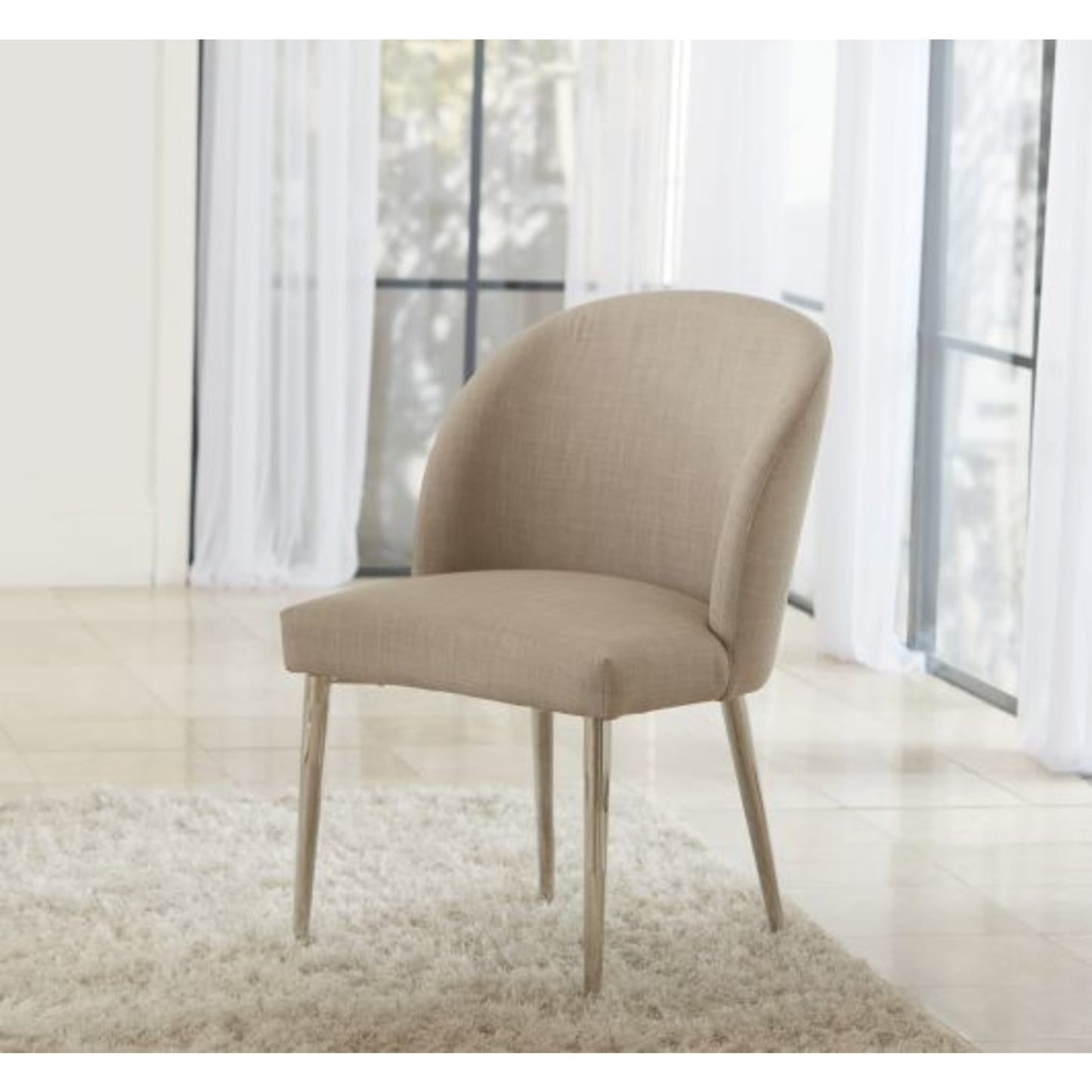 Modus Marilyn Upholstered Dining Chair in Shadow and Polished Stainless Steel