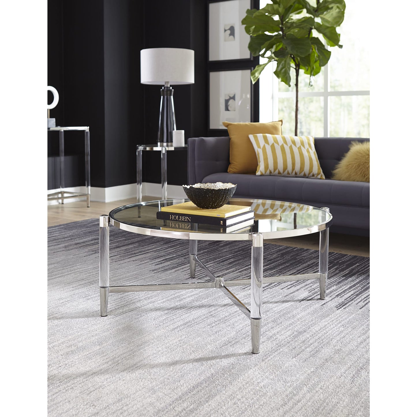 Modus Modus Mariyln Glass Top and Steel Base Round Coffee Table
