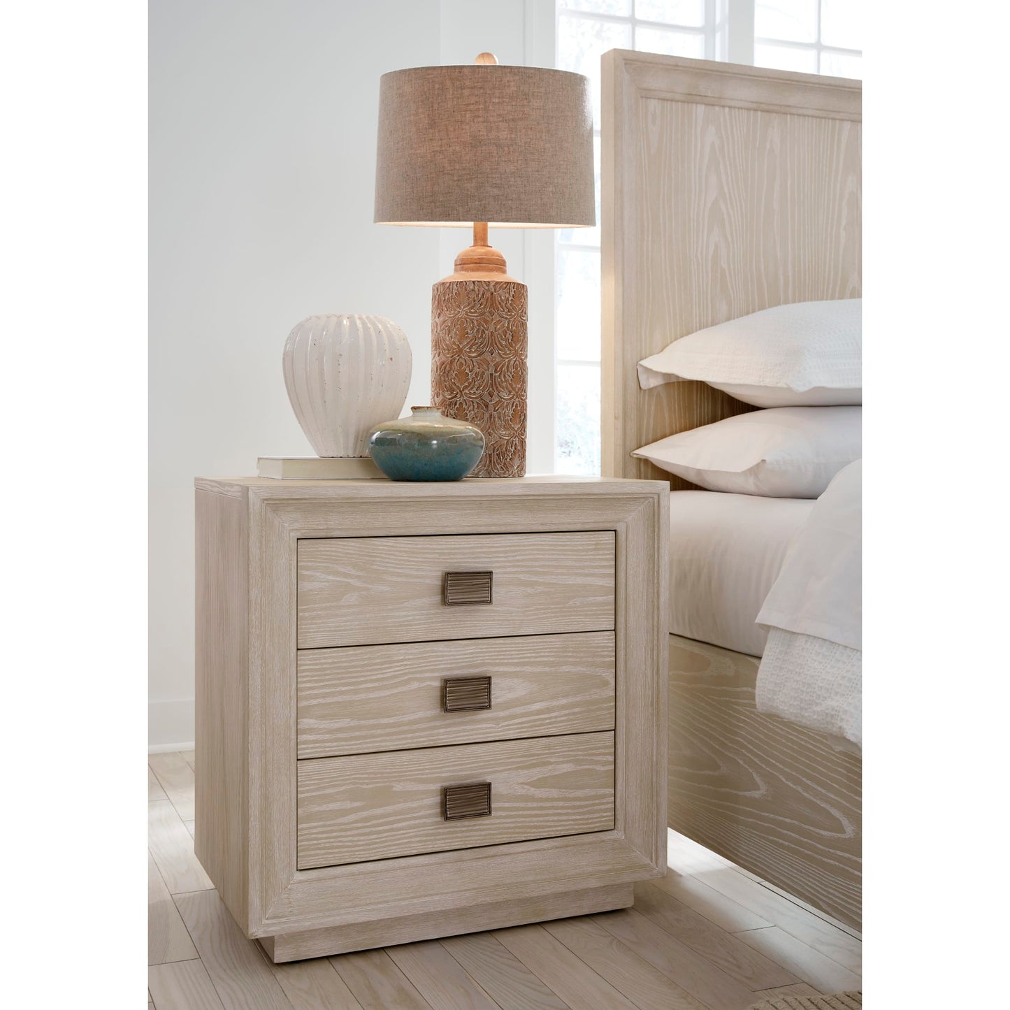 Modus Maxime Three Drawer USB-Charging Nightstand in Ash