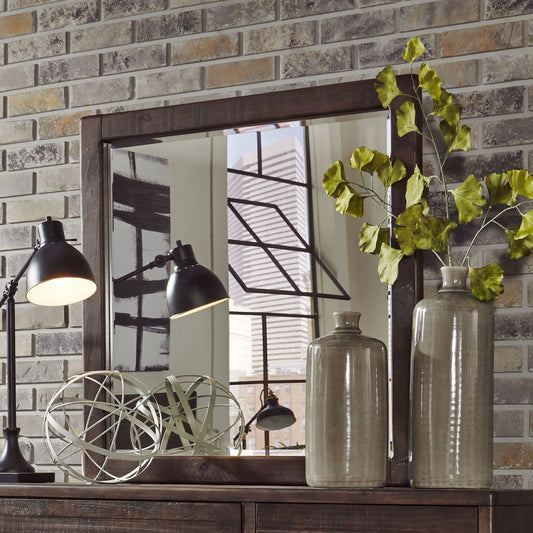 Modus McKinney Solid Wood Beveled Glass Mirror in Espresso Pine