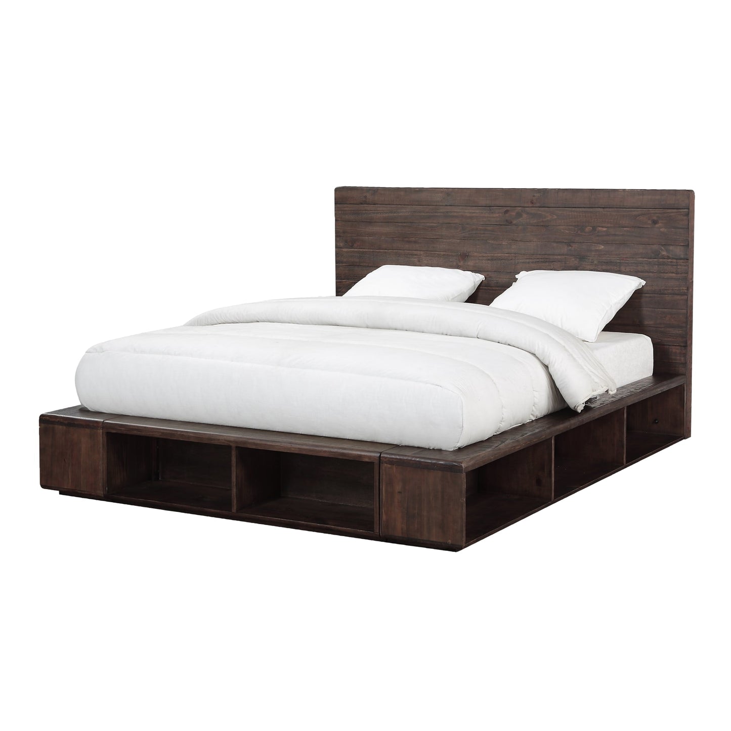 Modus McKinney Solid Wood Low Platform Storage Bed in Espresso Pine