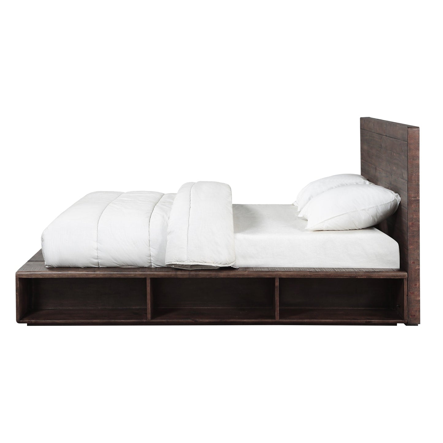Modus McKinney Solid Wood Low Platform Storage Bed in Espresso Pine