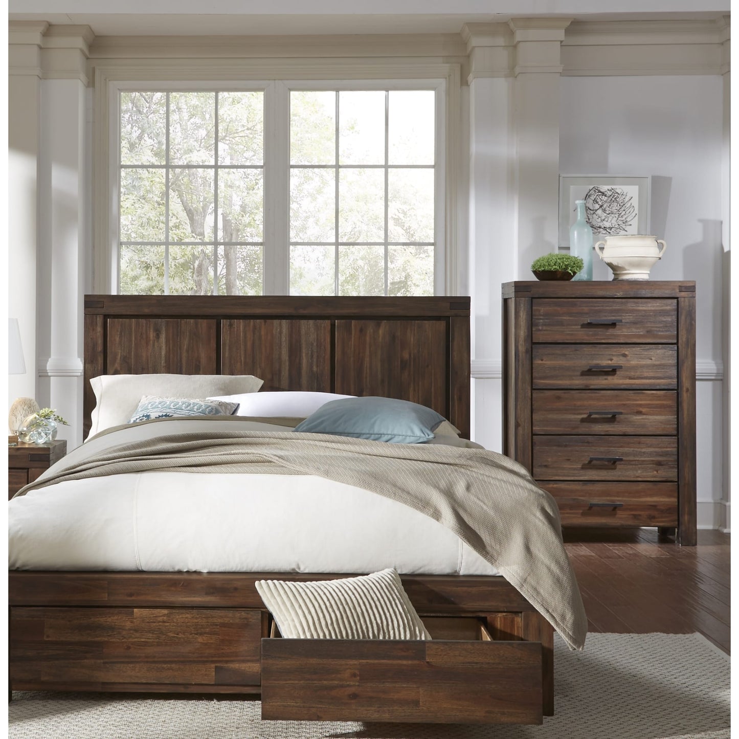 Modus Modus Modus Meadow Five Drawer Solid Wood Chest in Brick Brown