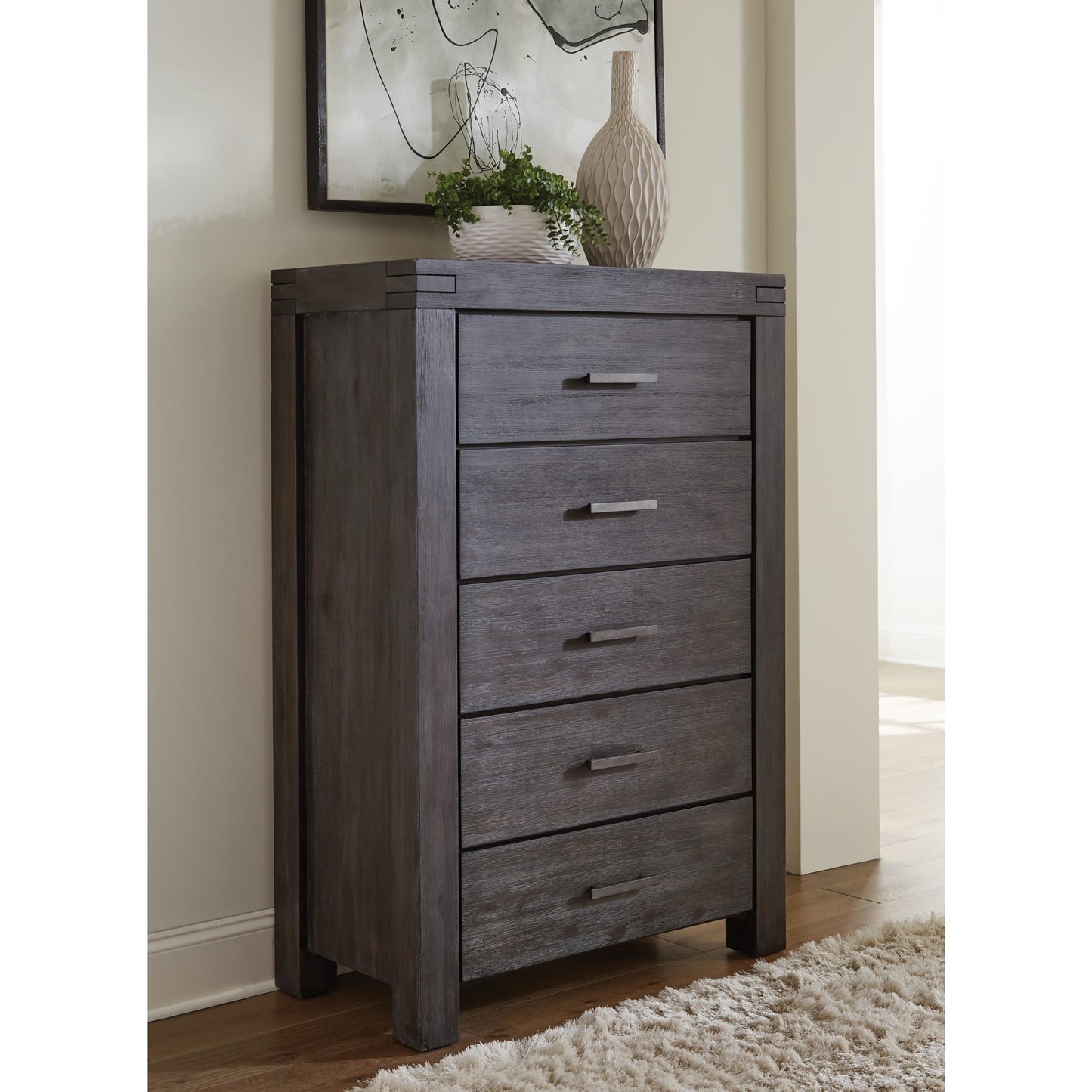 Modus Modus Modus Meadow Five Drawer Solid Wood Chest in Graphite