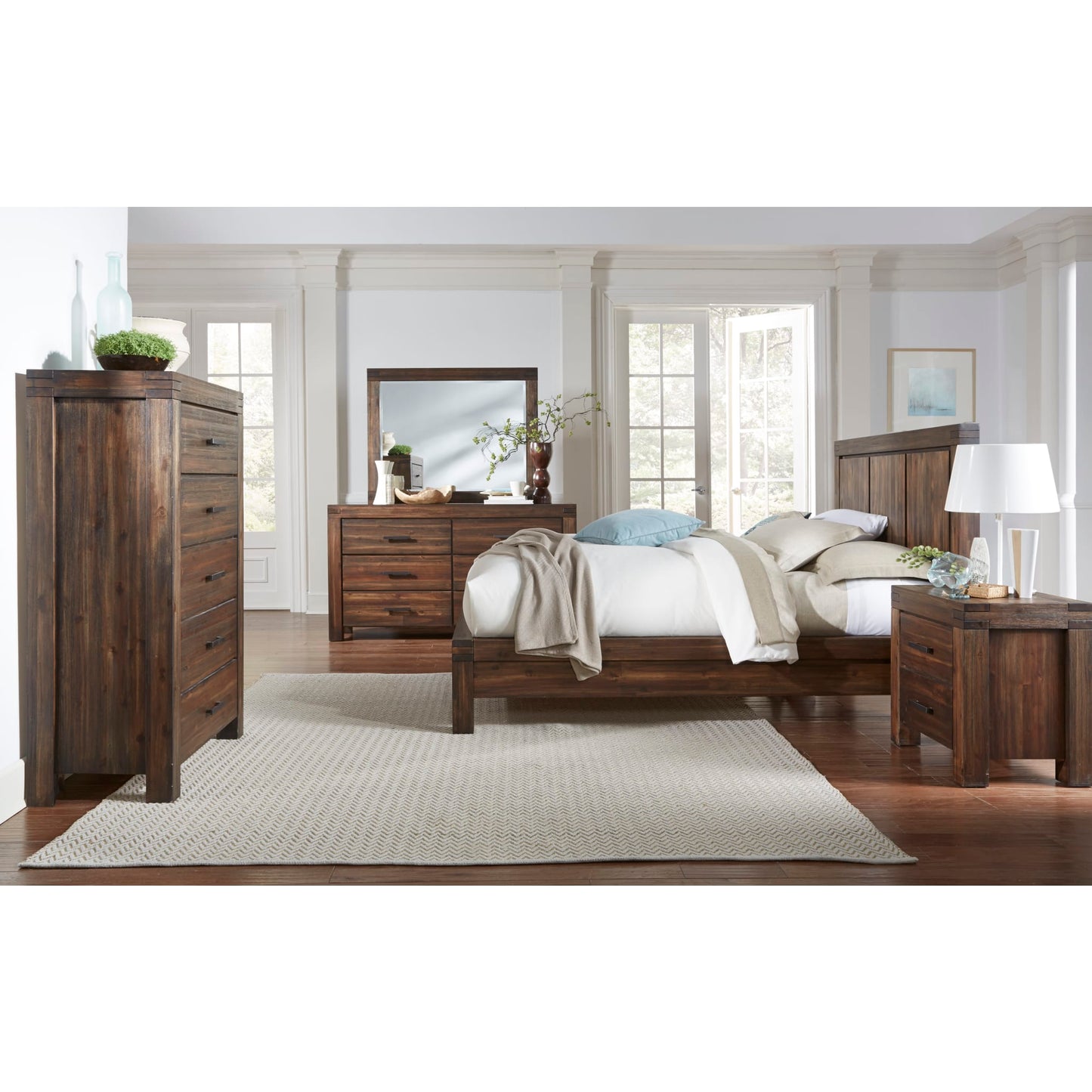 Modus Meadow Six Drawer Solid Wood Dresser in Brick Brown
