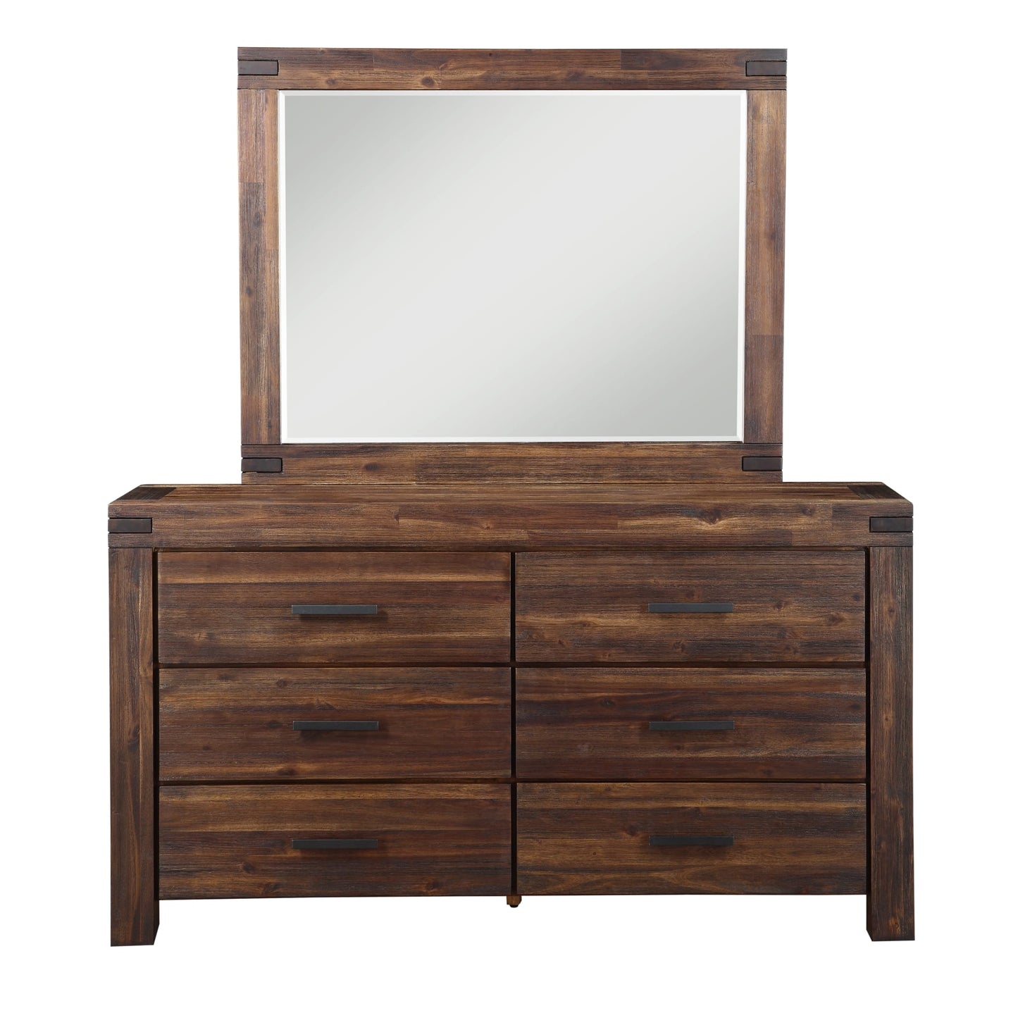 Modus Meadow Six Drawer Solid Wood Dresser in Brick Brown