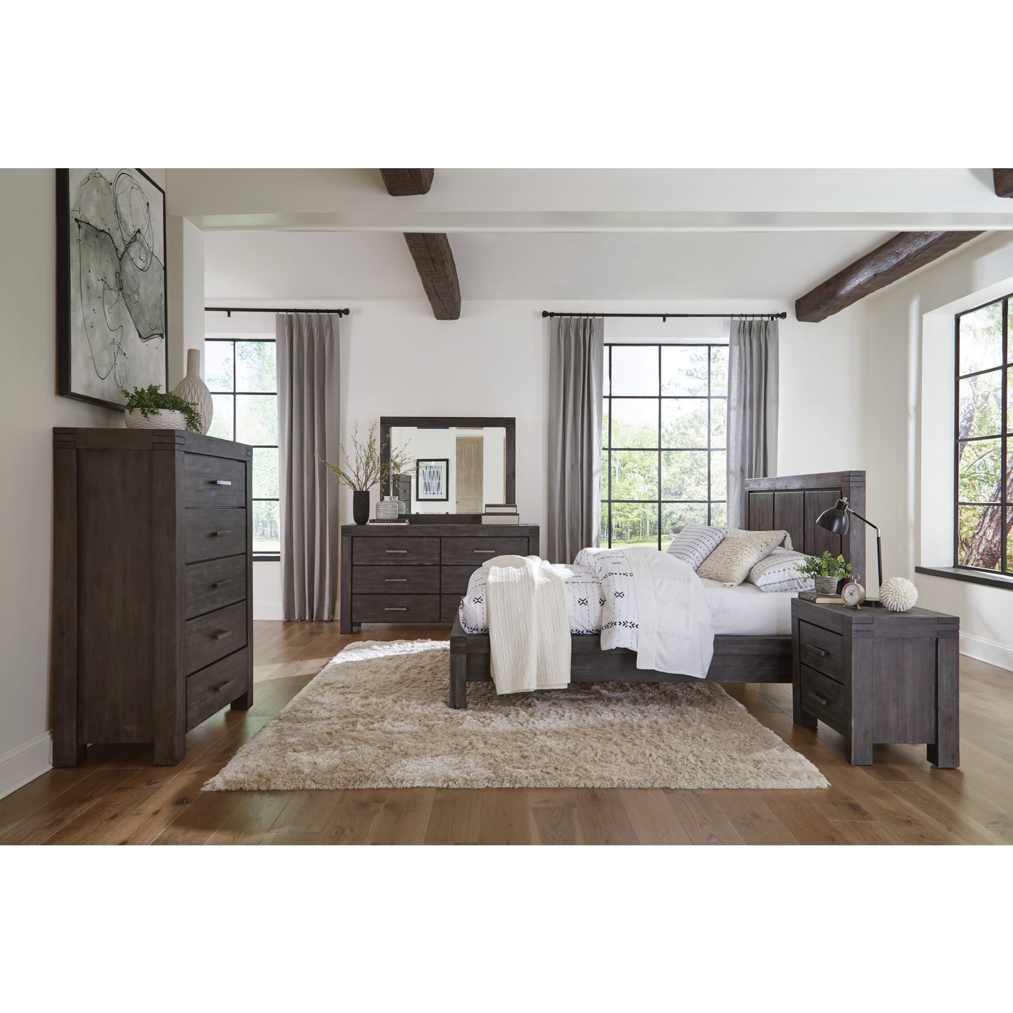 Modus Meadow Six Drawer Solid Wood Dresser Finish n Graphite