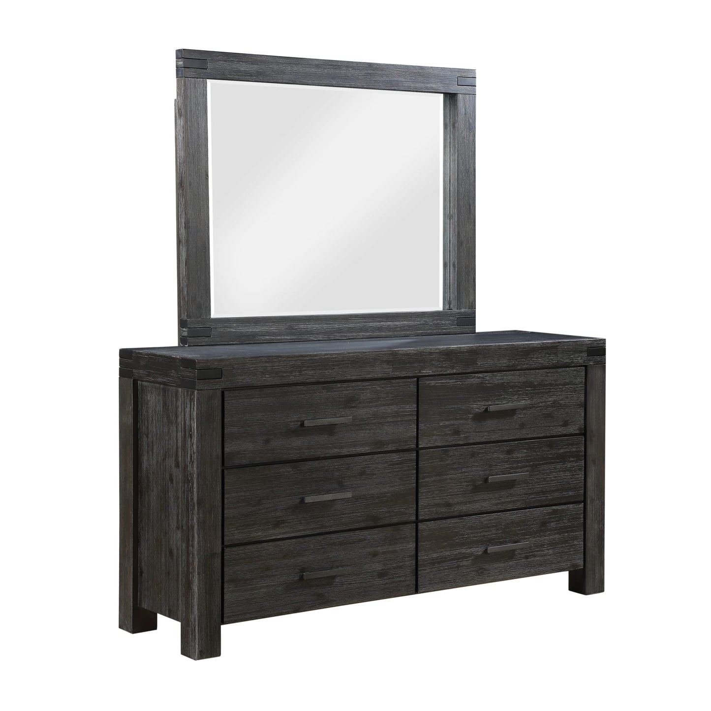 Modus Meadow Six Drawer Solid Wood Dresser in Graphite