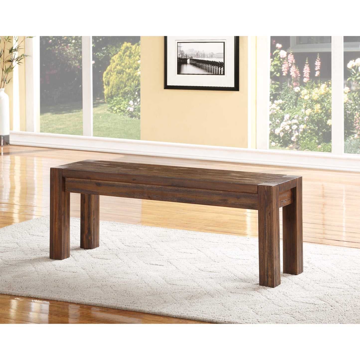 Modus Meadow Solid Wood Bench in Brick Brown