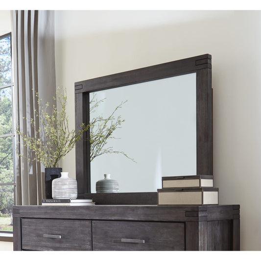 Modus Meadow Solid Wood Beveled Glass Solid Wood Mirror in Graphite