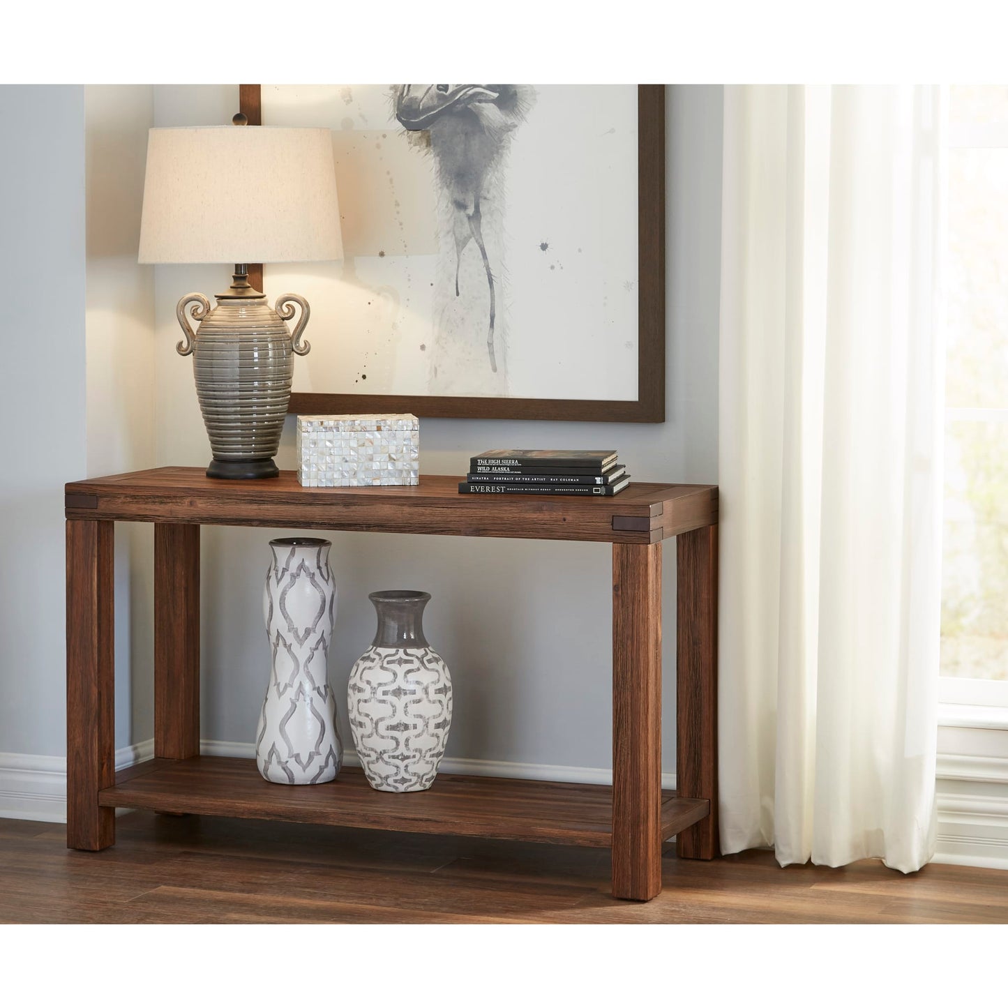 Modus Meadow Solid Wood Console Table in Brick Brown