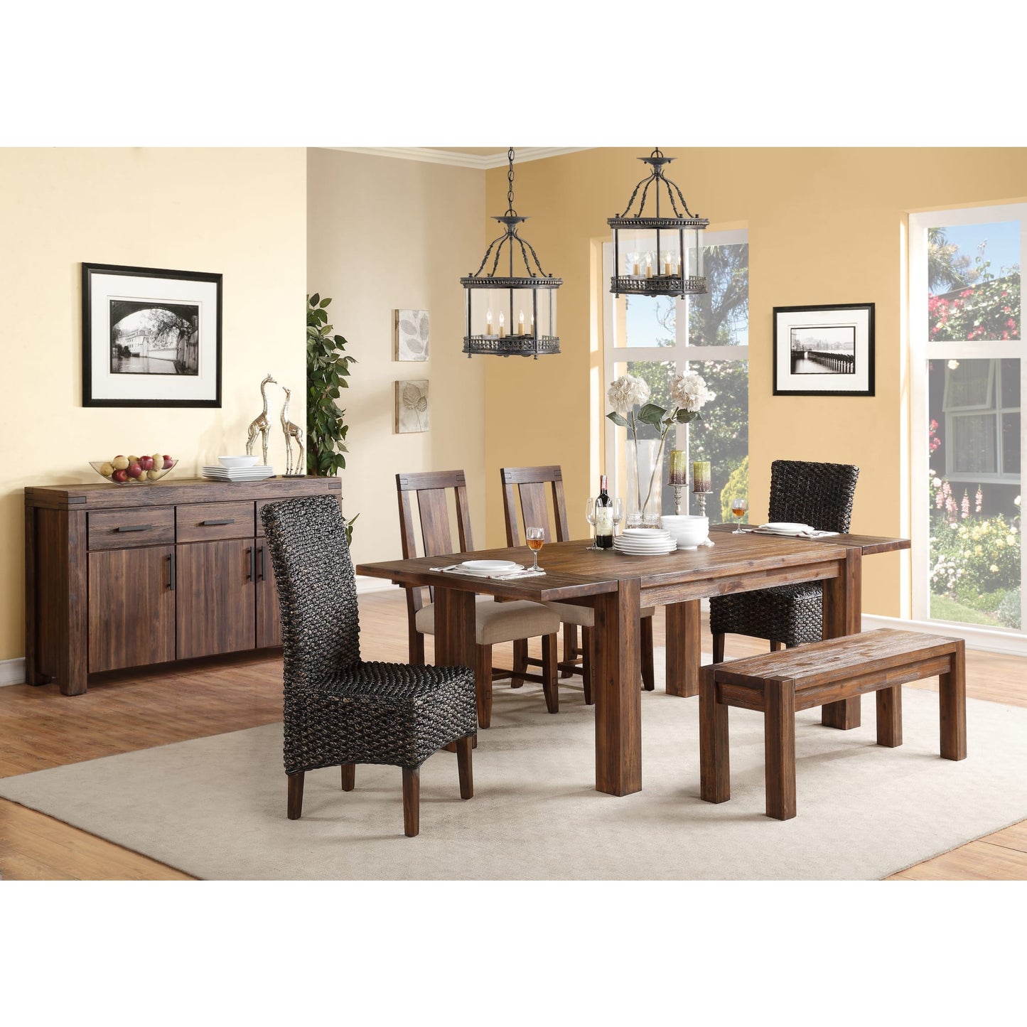 Modus Meadow Solid Wood Extending Dining Table in Brick Brown