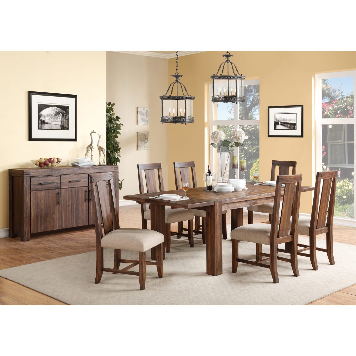 Modus Meadow Solid Wood Extending Dining Table in Brick Brown