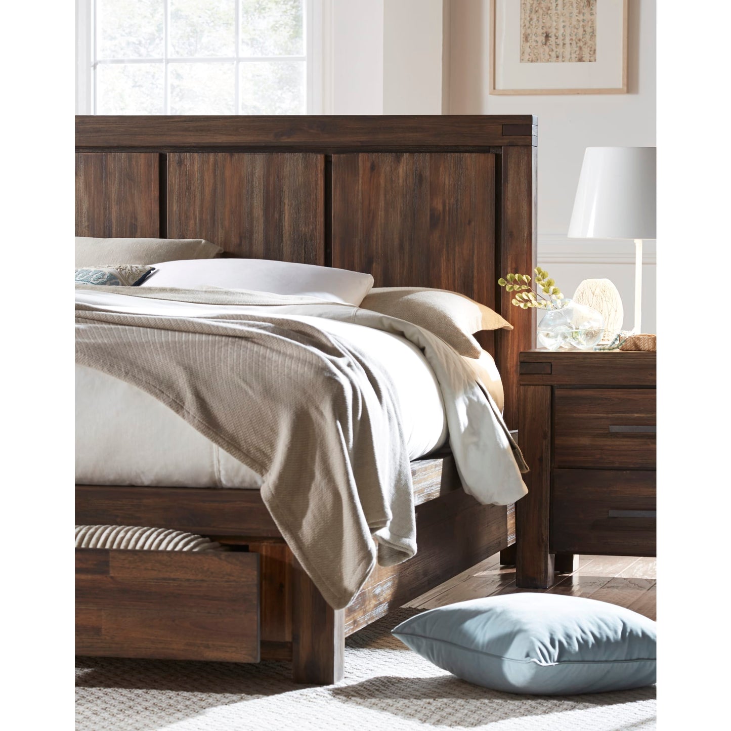 Modus Meadow Solid Wood Footboard Storage Bed in Brick Brown