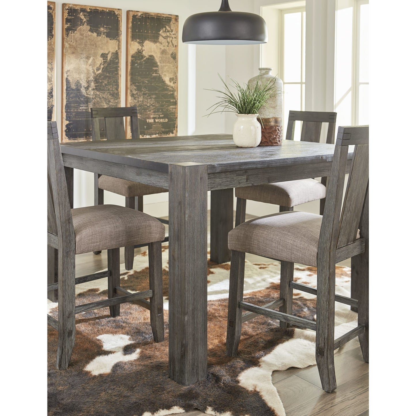 Modus Meadow Solid Wood Square Counter Table in Graphite
