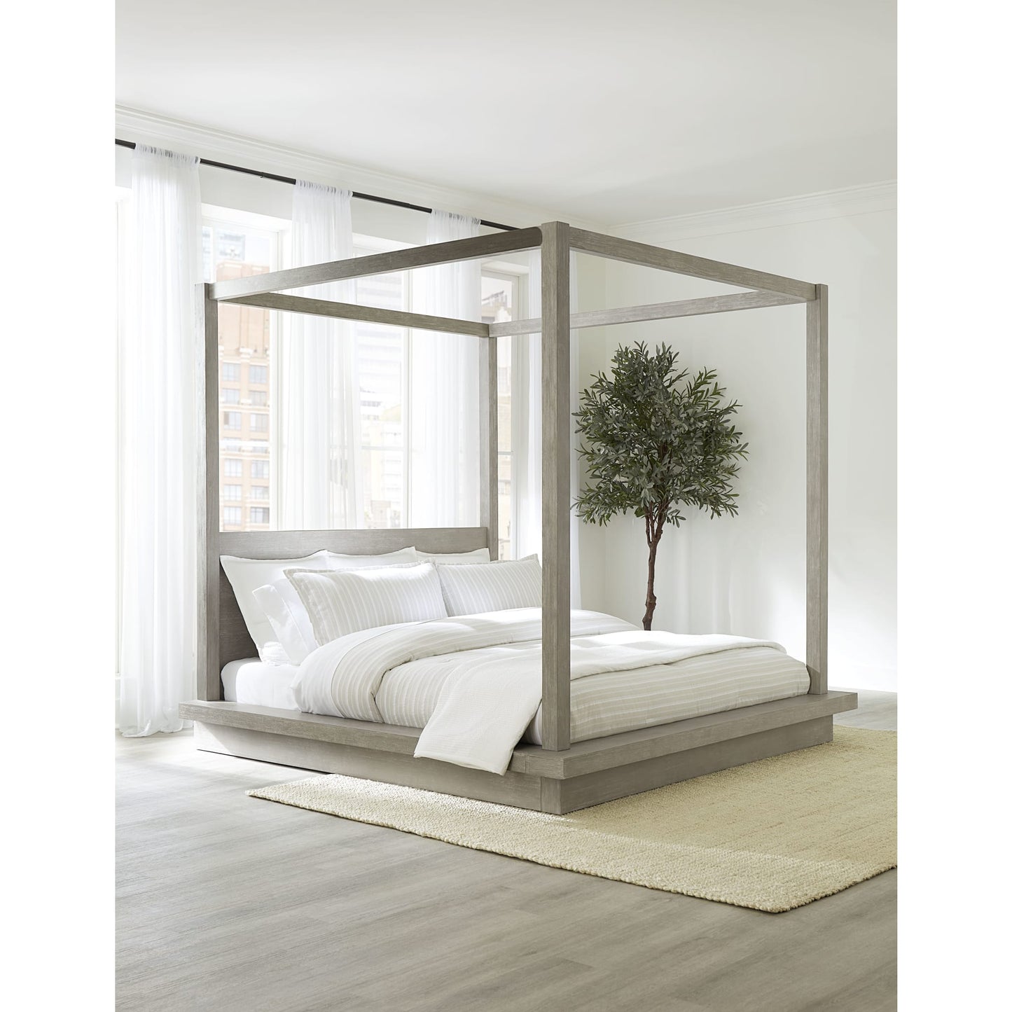 Modus Melbourne Wood Canopy Bed in Mineral