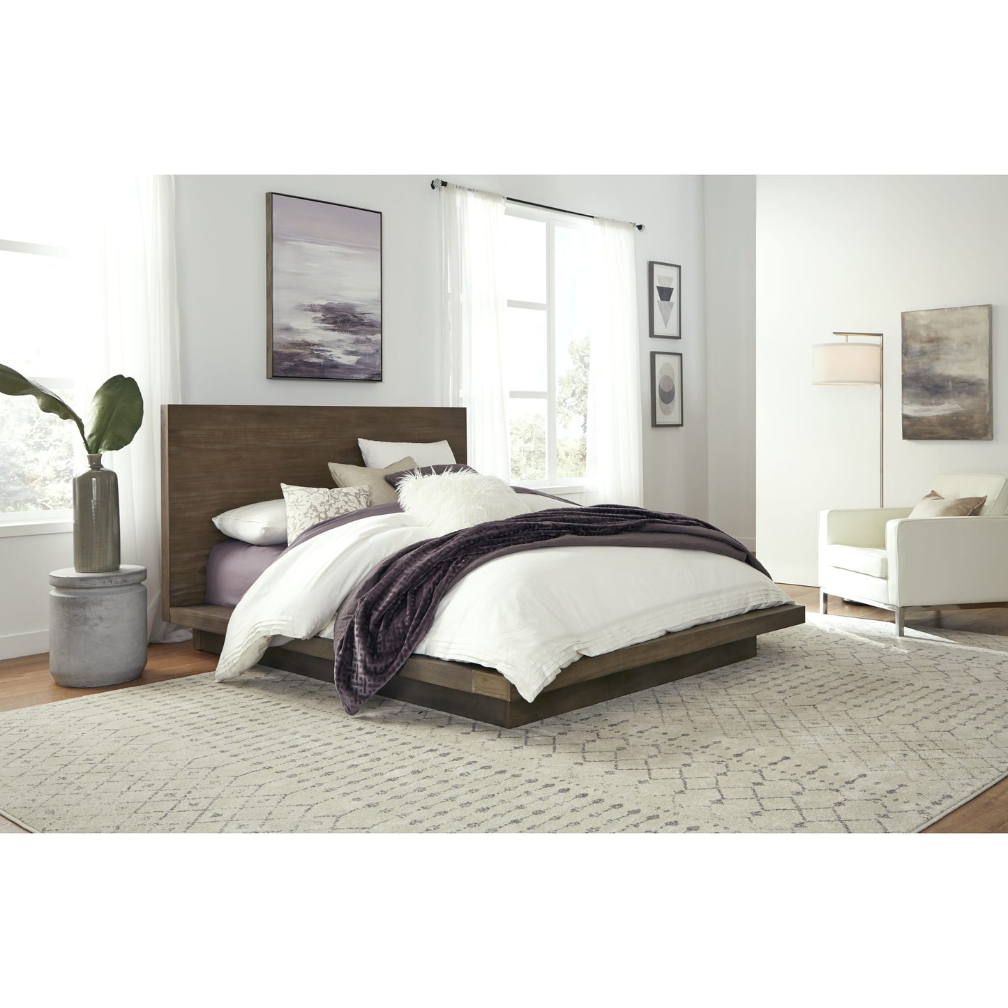 Modus Melbourne Wood Platform Bed in Dark Pine