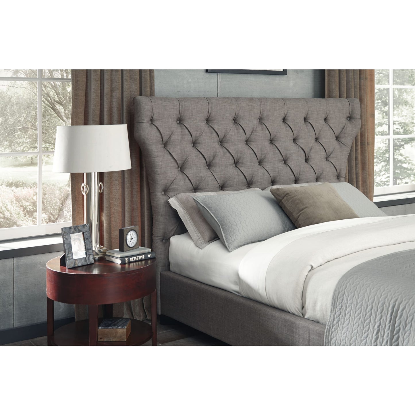 Modus Melina Upholstered Platform Bed in Dolphin Linen