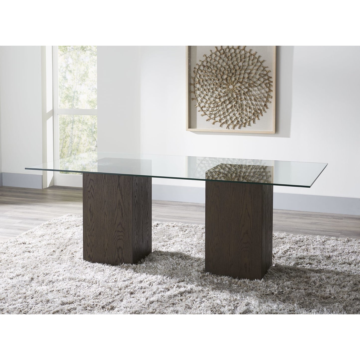 Modus Modesto Rectangular Glass Top Dining Table in French Roast