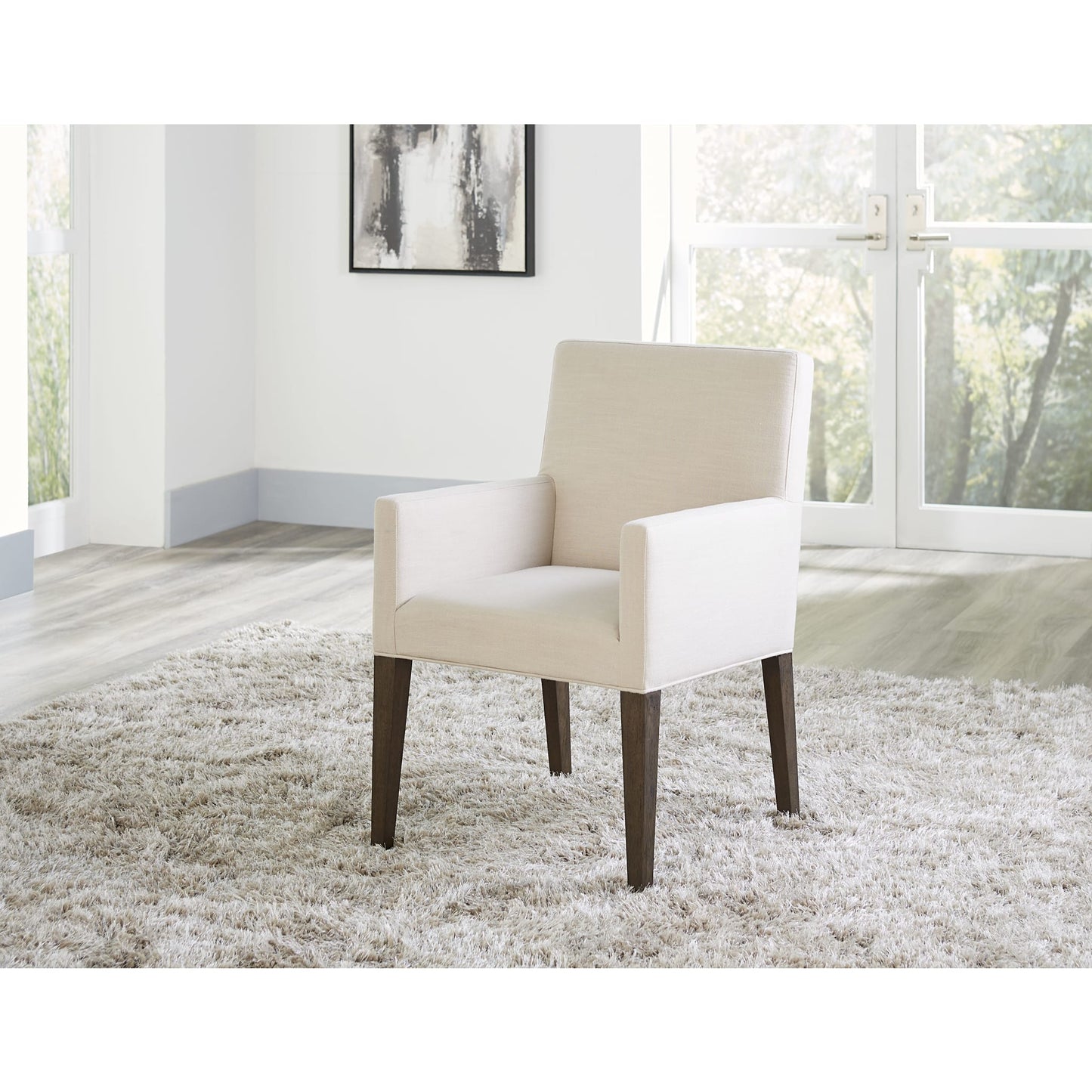 Modus Modesto Upholstered Arm Chair in Abalone Linen and French Roast