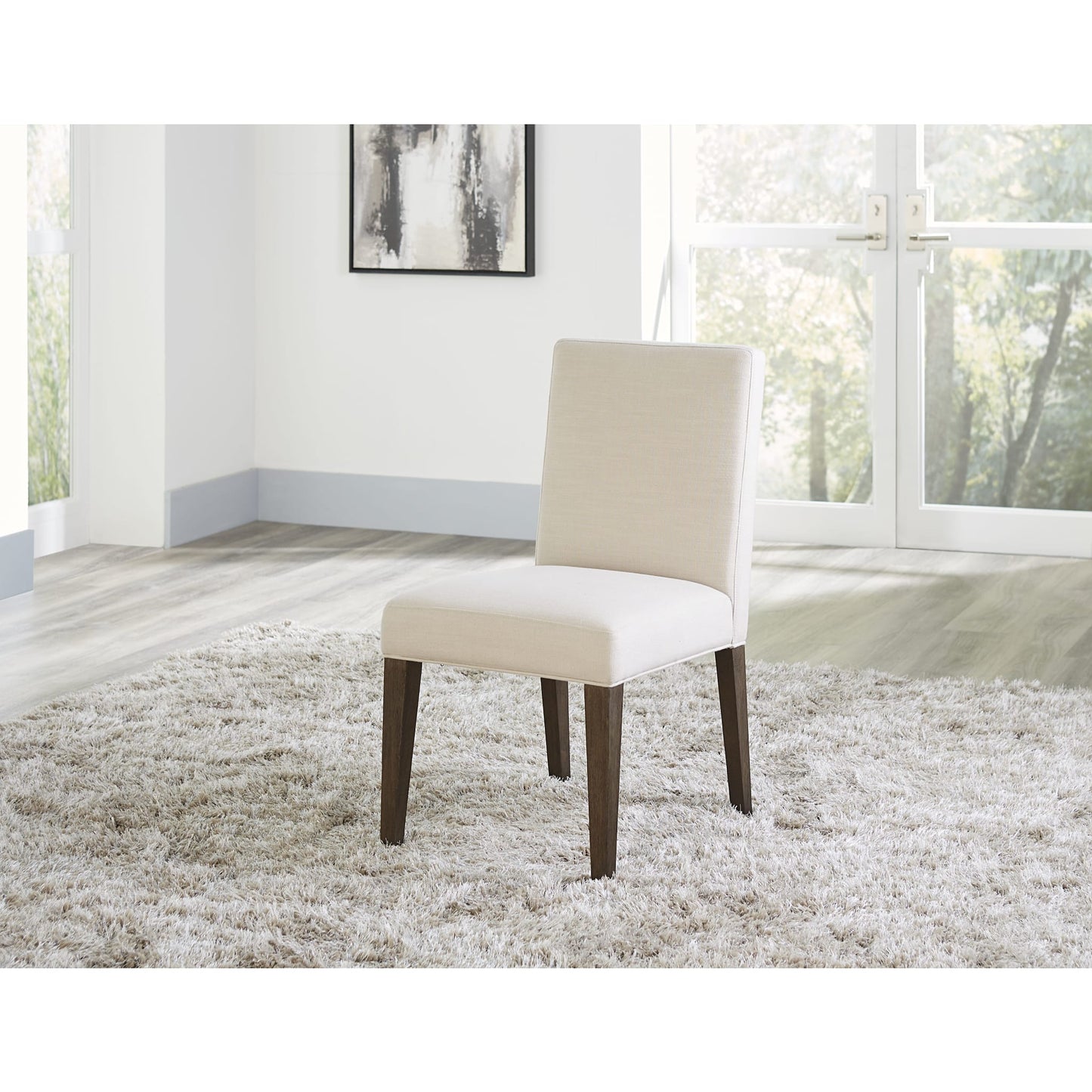 Modus Modesto Upholstered Side Chair in Abalone Linen and French Roast