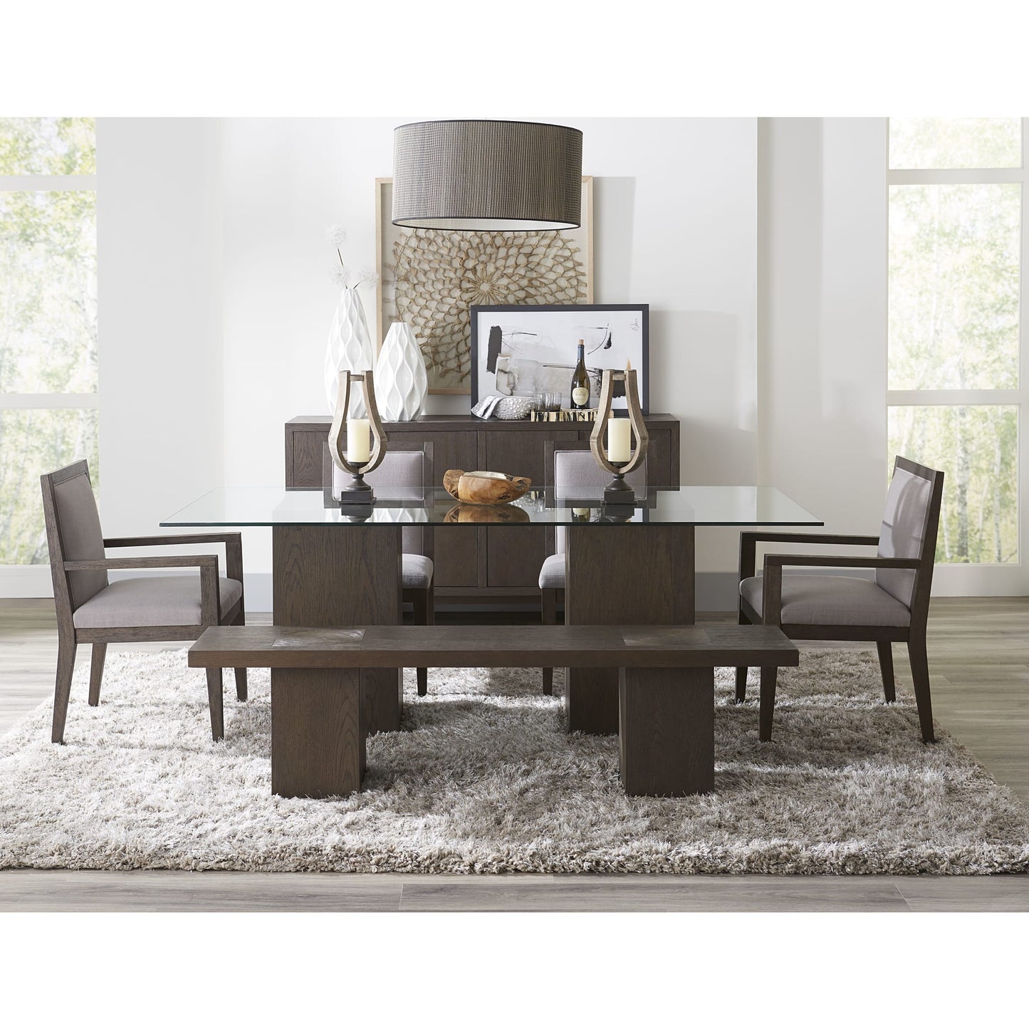 Modus Modesto Wood Frame Upholstered Side Chair in Koala Linen and French Roast
