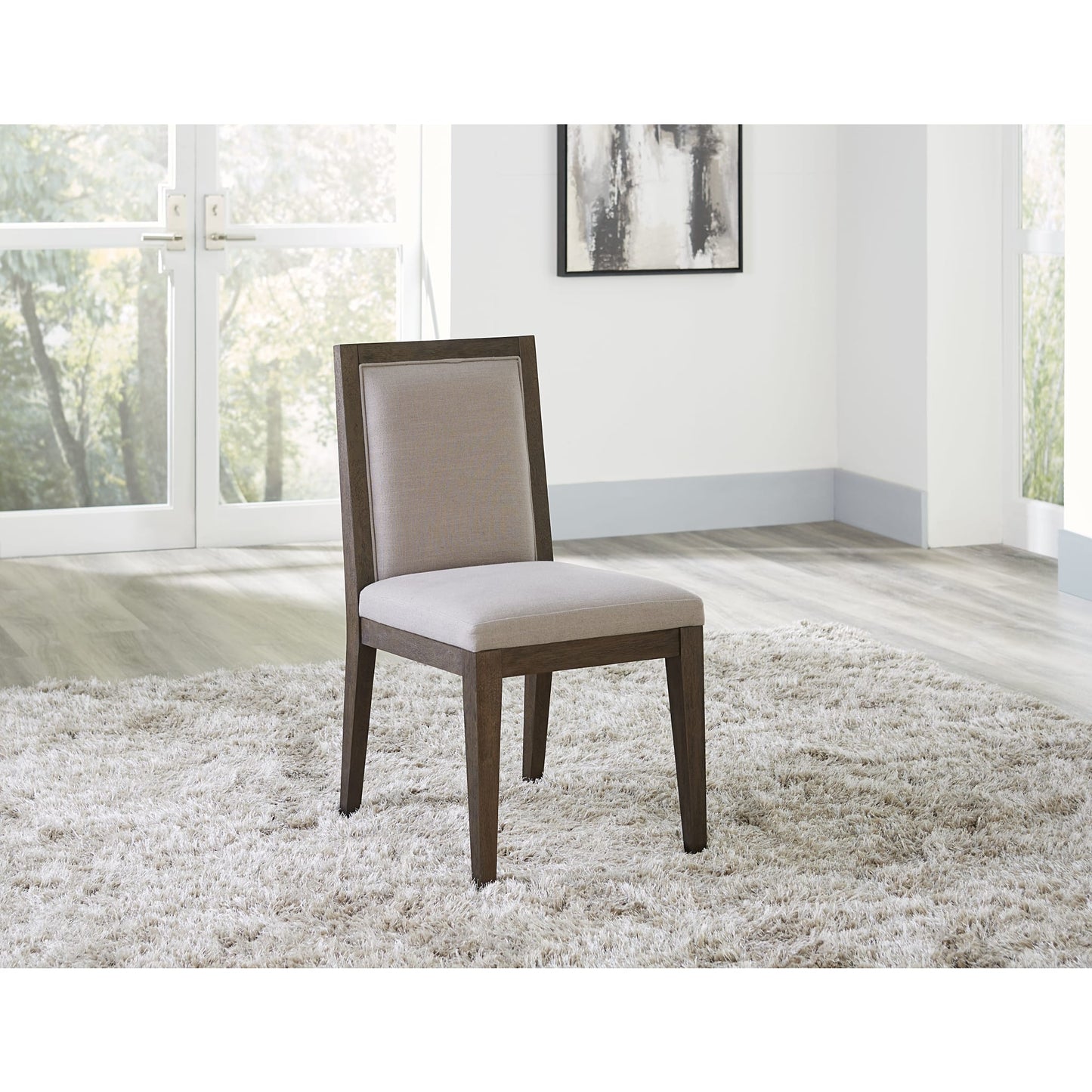Modus Modesto Wood Frame Upholstered Side Chair in Koala Linen and French Roast