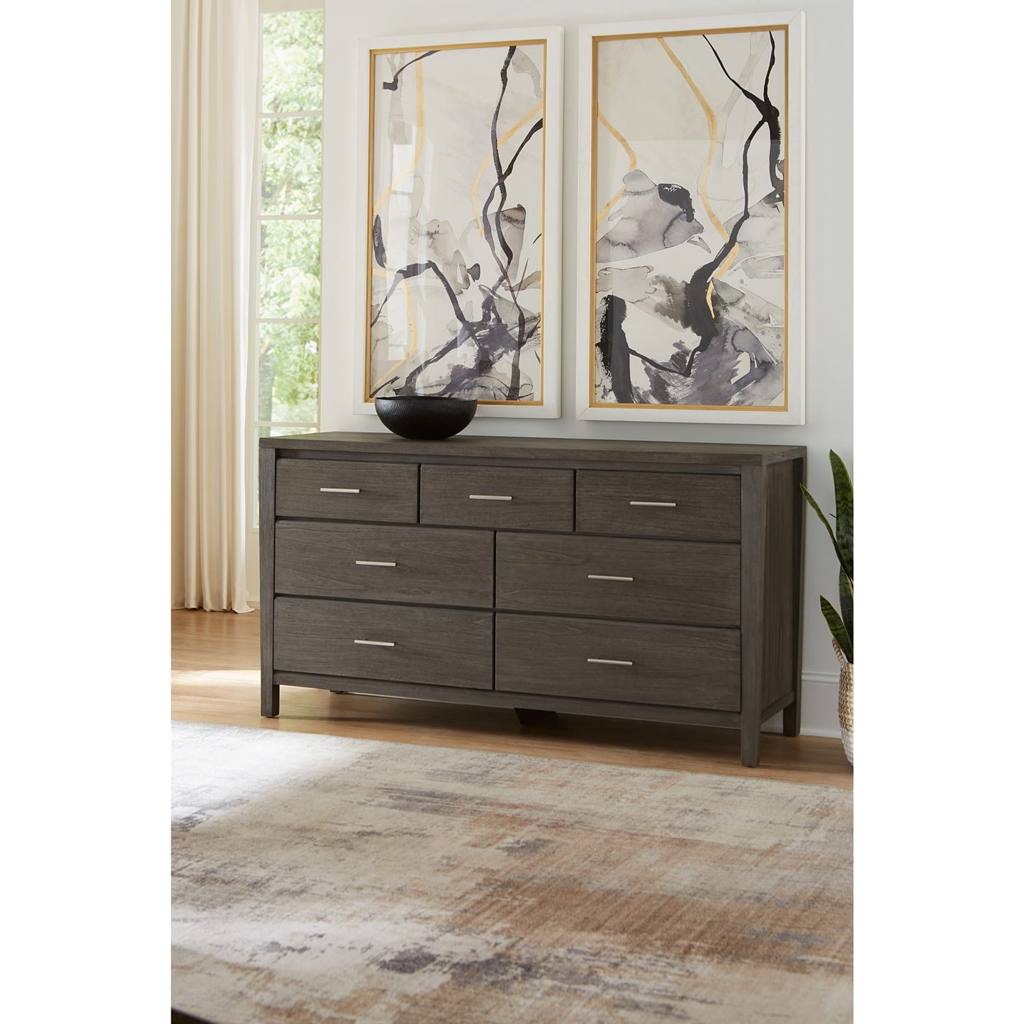 Modus Nevis Seven Drawer Dresser in Sharkskin