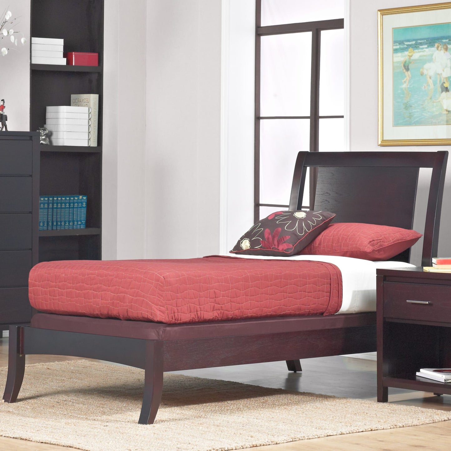 Modus Nevis Wood Sleigh Bed in Espresso