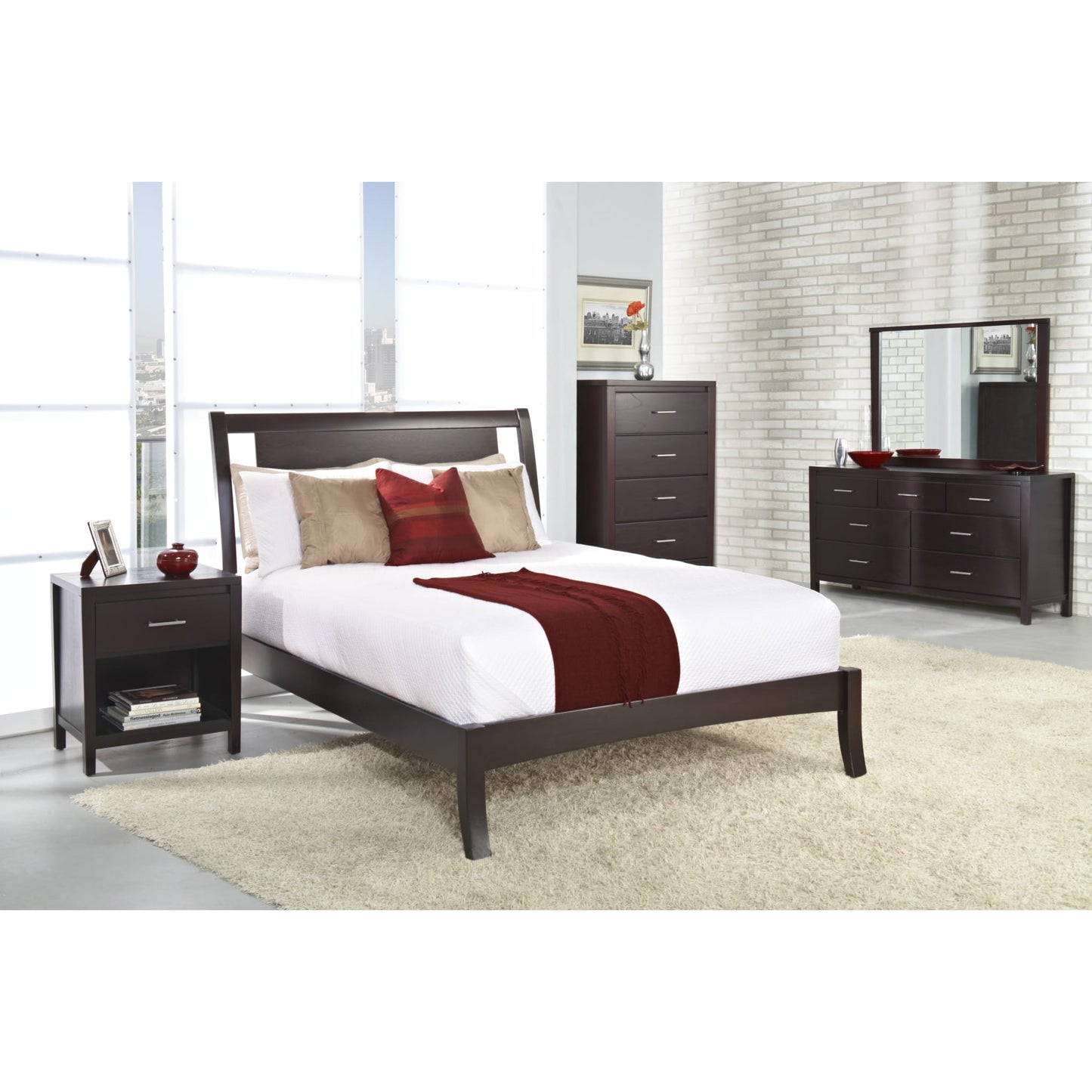 Modus Nevis Wood Sleigh Bed in Espresso