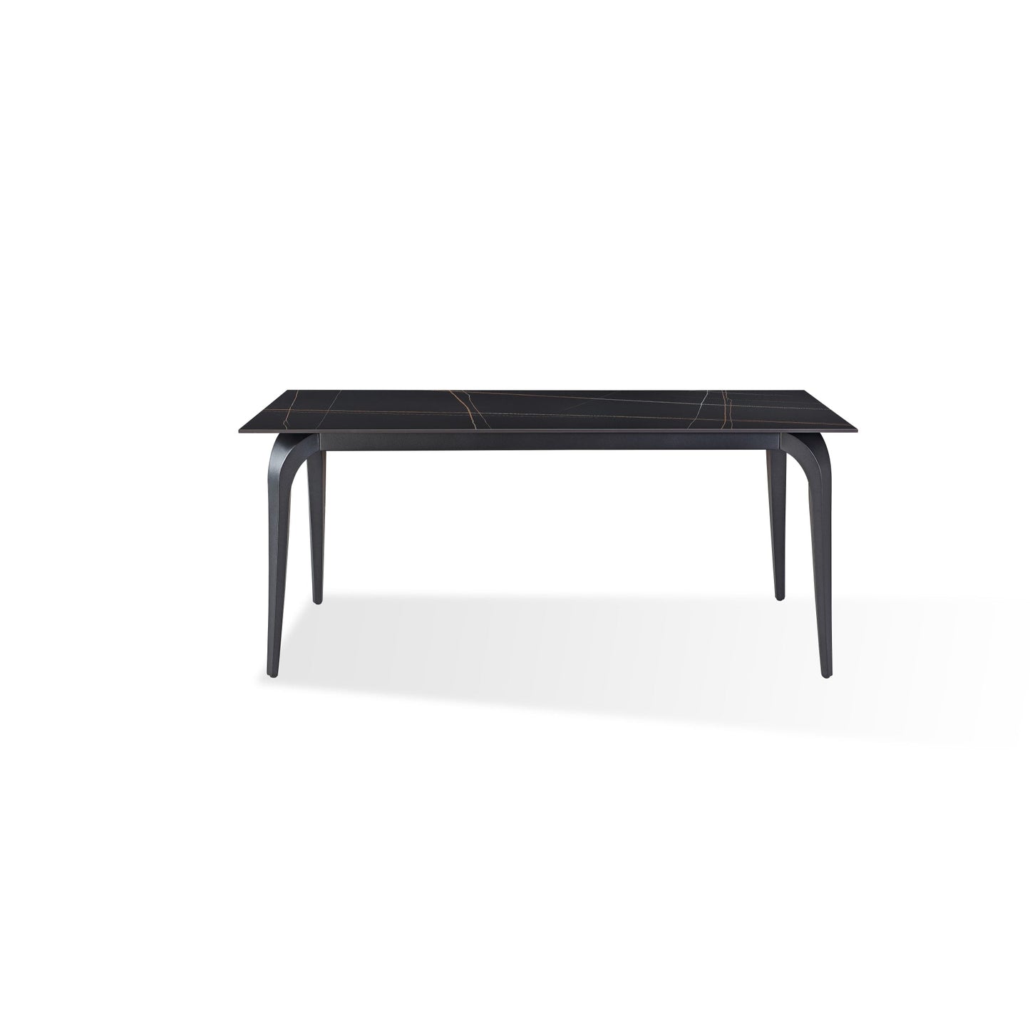 Modus Nicoya Stone Top Rectangular Dining Table in Black Stone and Black Metal