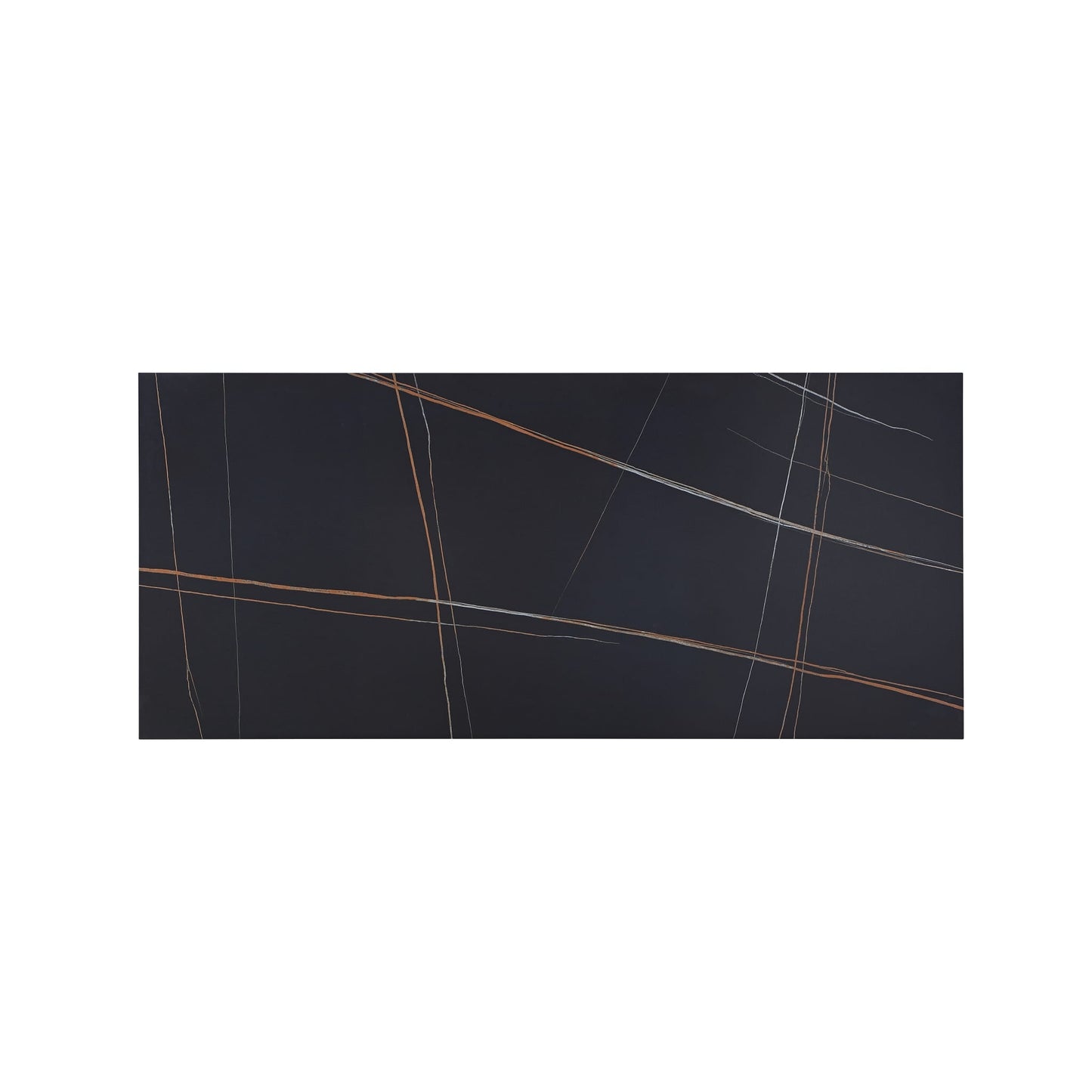 Modus Nicoya Stone Top Rectangular Dining Table in Black Stone and Black Metal