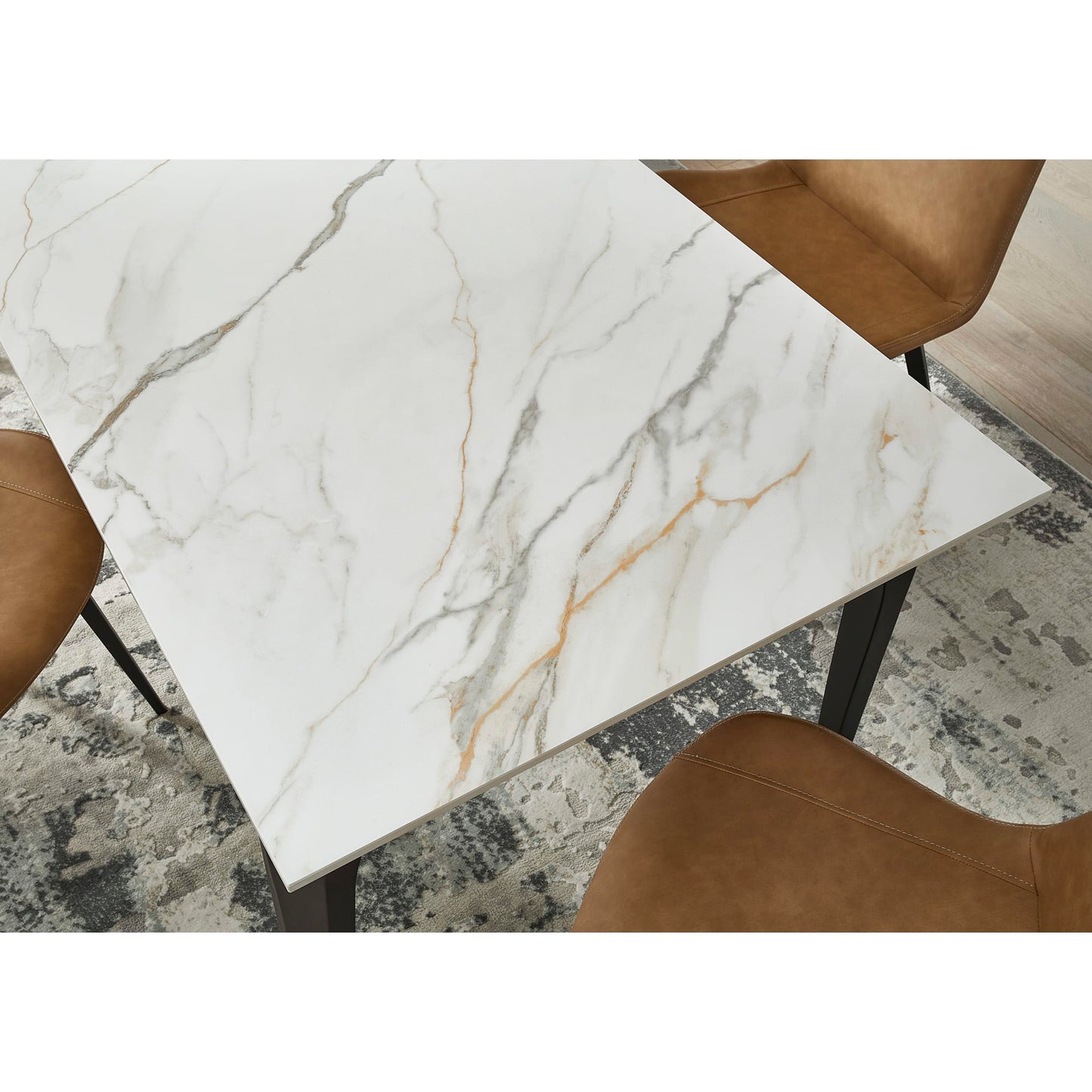 Modus Nicoya Stone Top Rectangular Dining Table in Pumpkin Spice Stone and Black Metal
