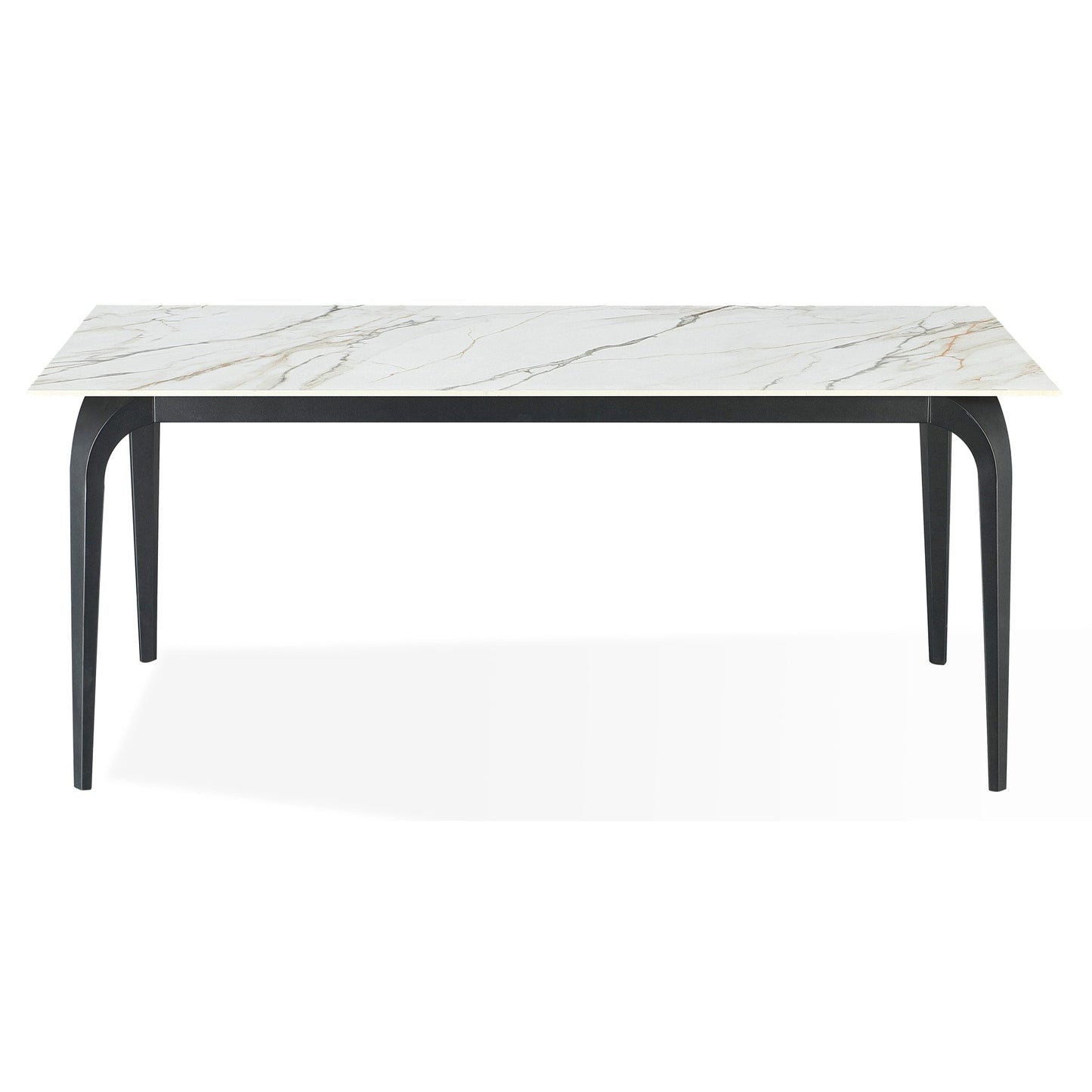 Modus Nicoya Stone Top Rectangular Dining Table in Pumpkin Spice Stone and Black Metal